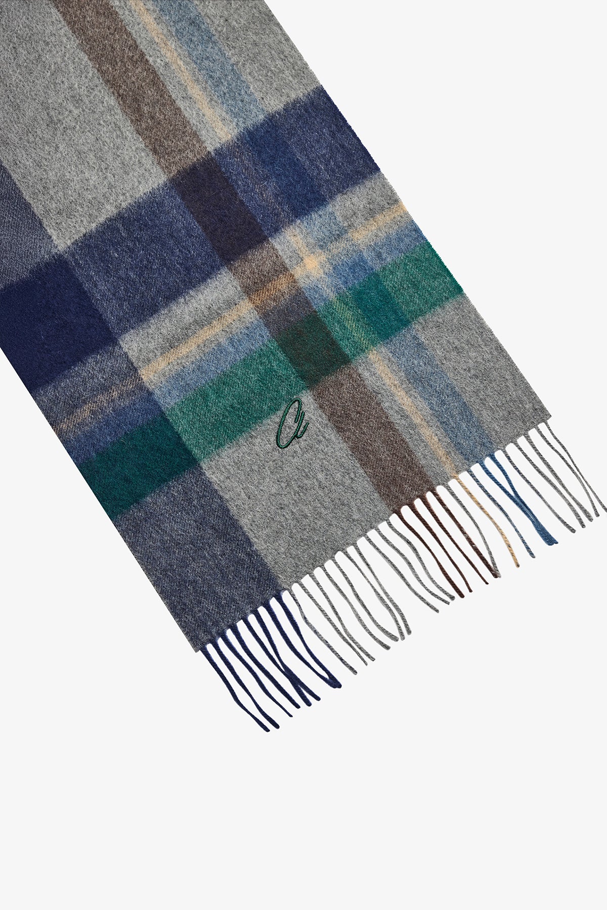 Cashmere Scarf - Light Green Check