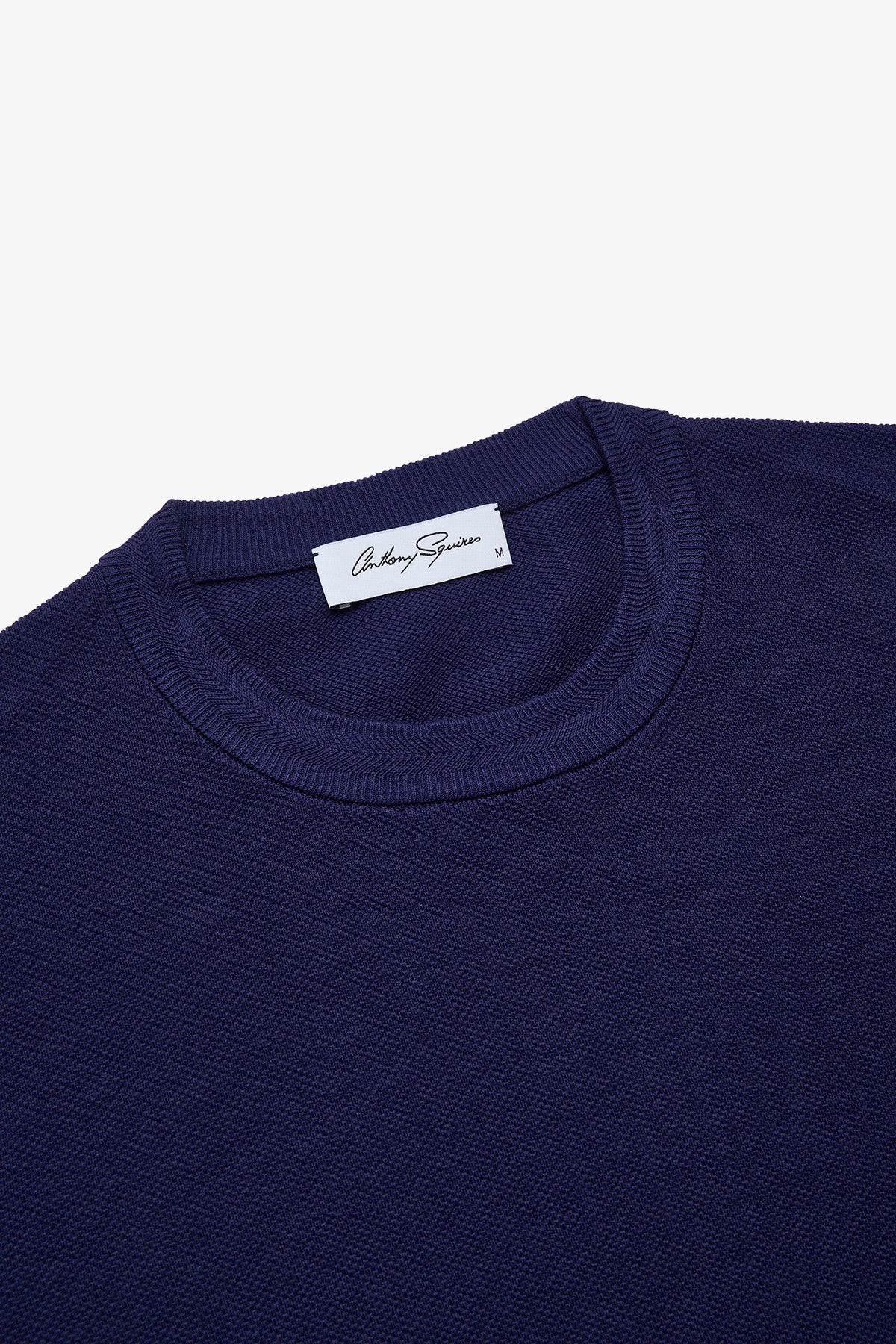 Knitted crew neck tee - Blue supima cotton