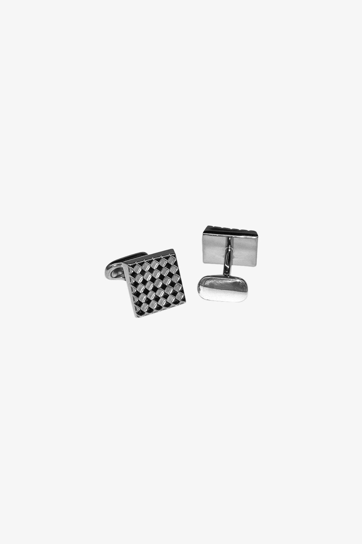 Cufflinks - Silver Square Checkerboard