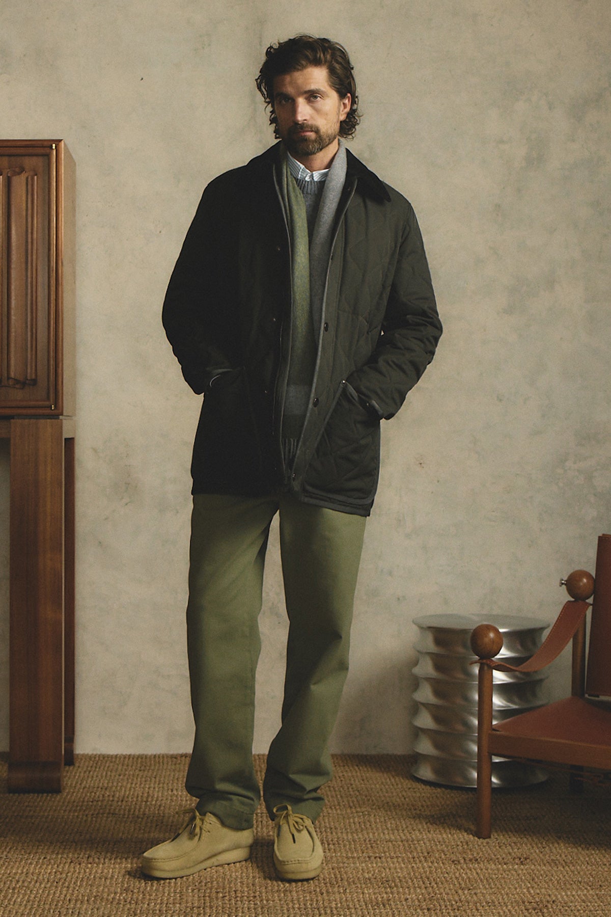 Dexter green stripe button down