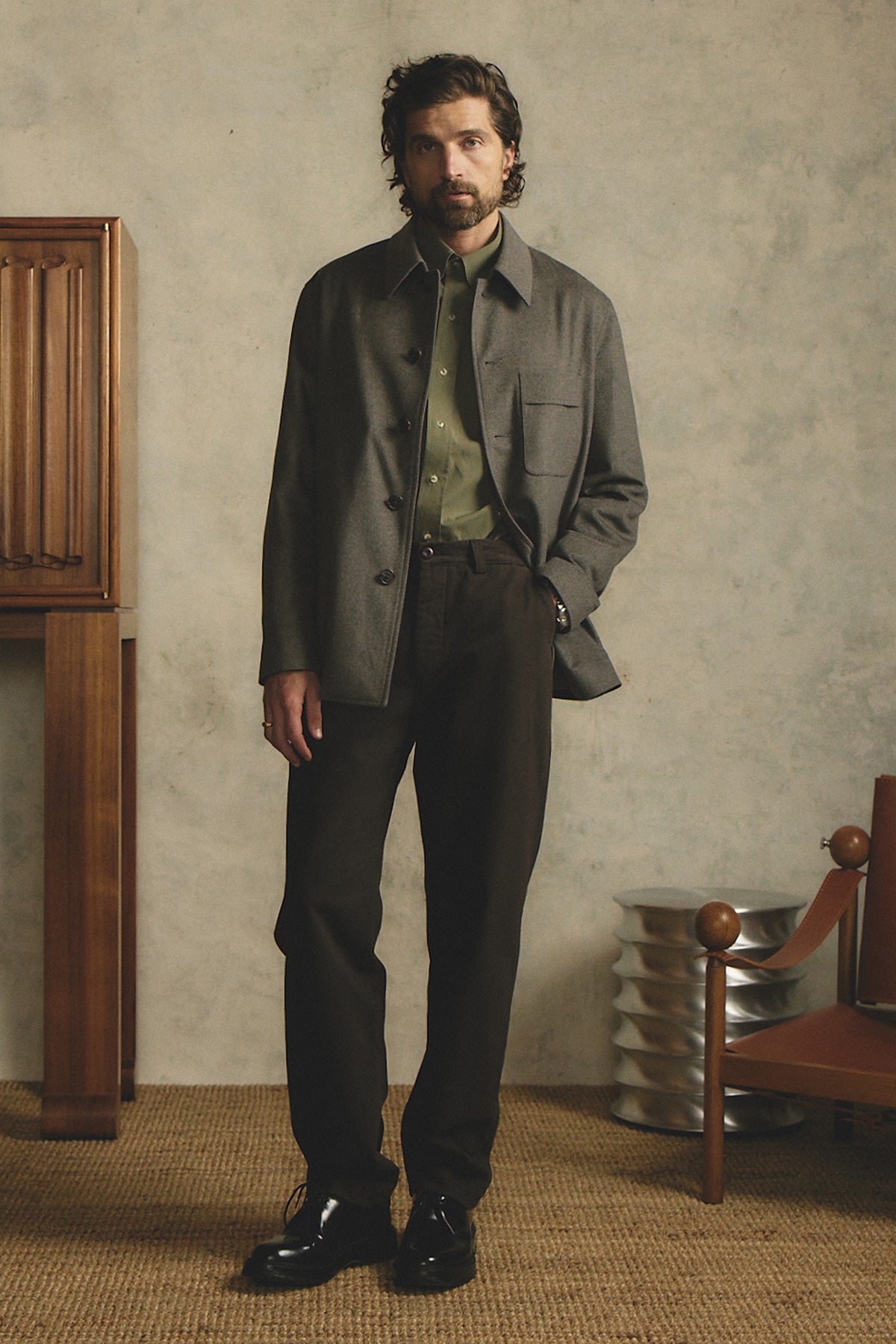 Dexter olive button down