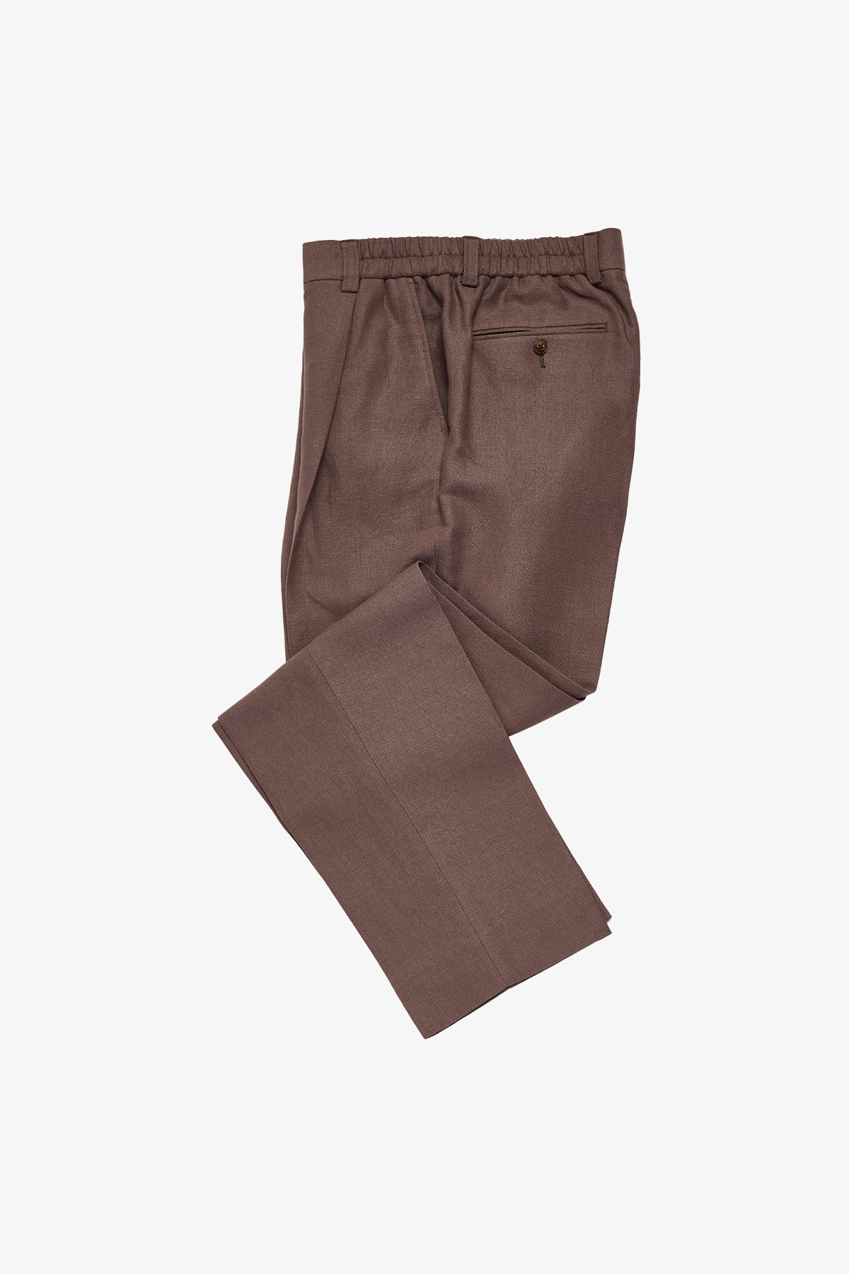Elwin trouser - tobacco cotton/linen in herringbone