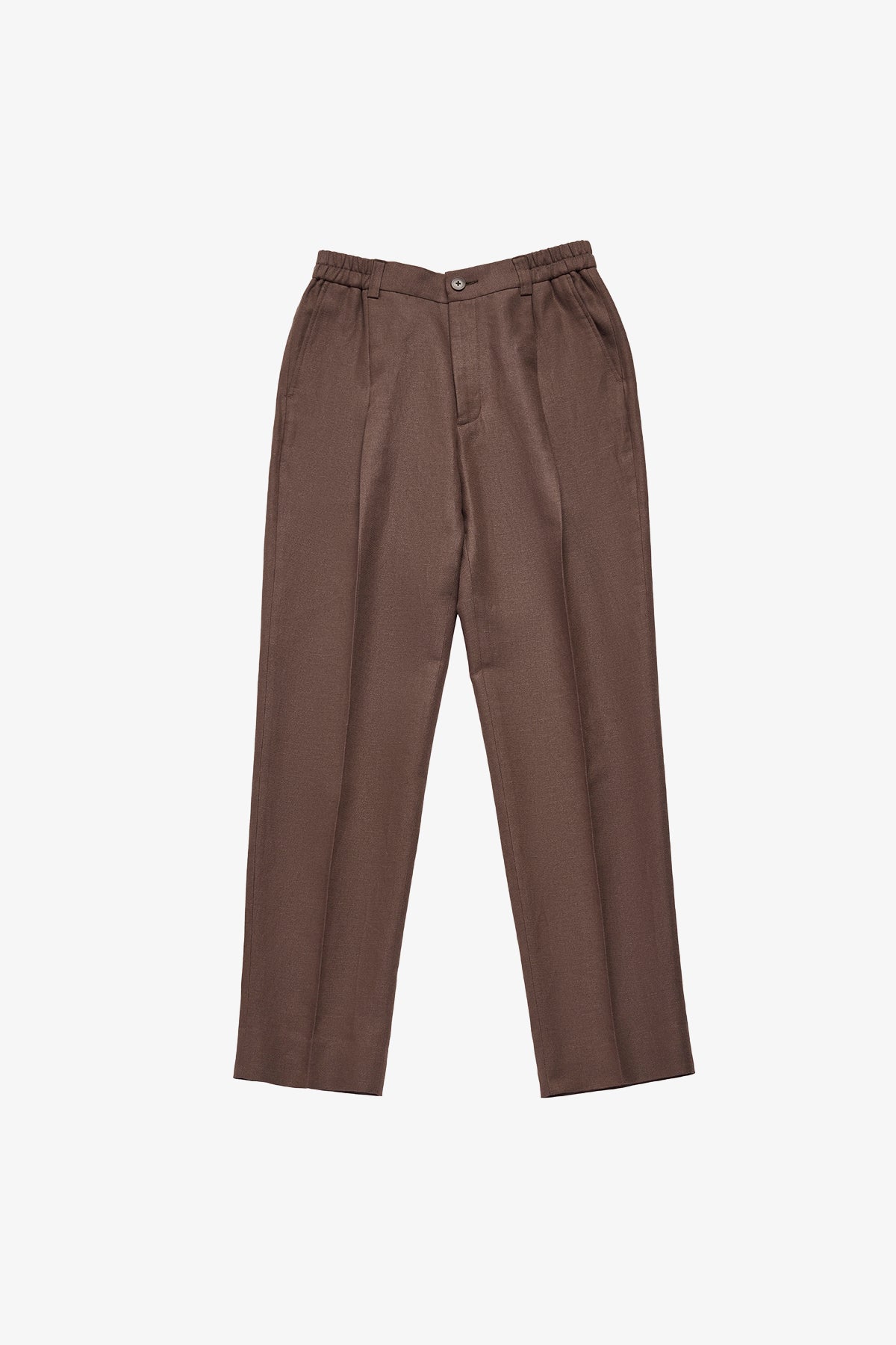 Elwin trouser - tobacco cotton/linen in herringbone