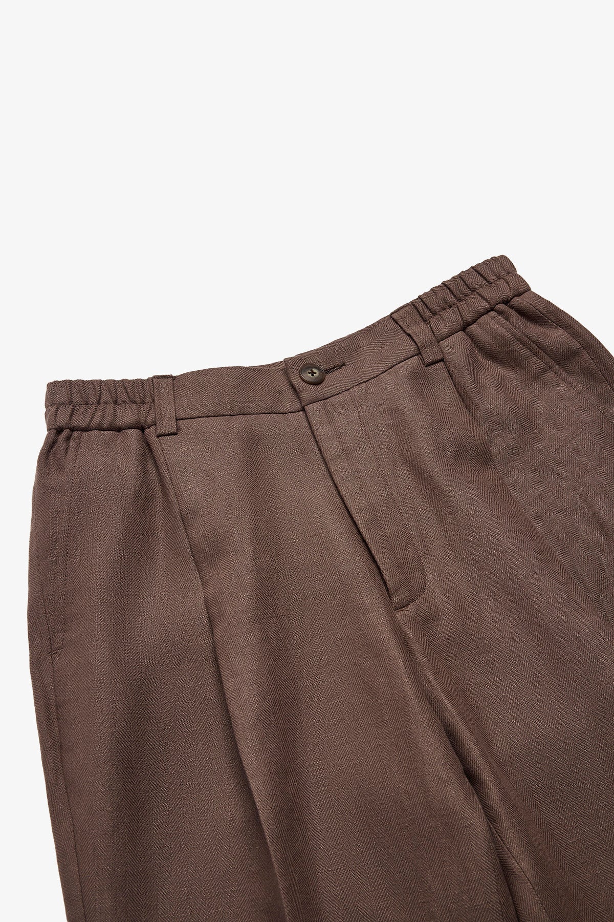Elwin trouser - tobacco cotton/linen in herringbone