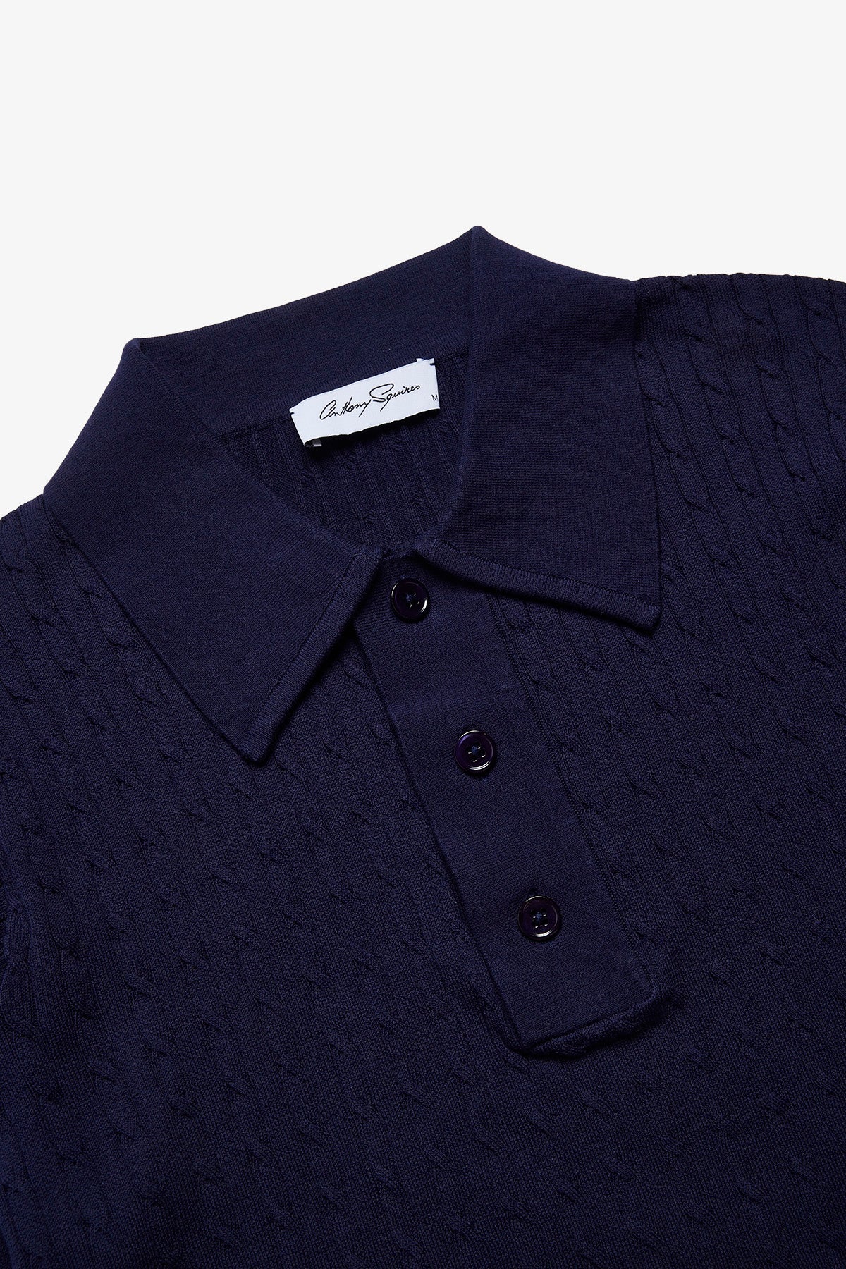 Evan navy knitted cable Polo