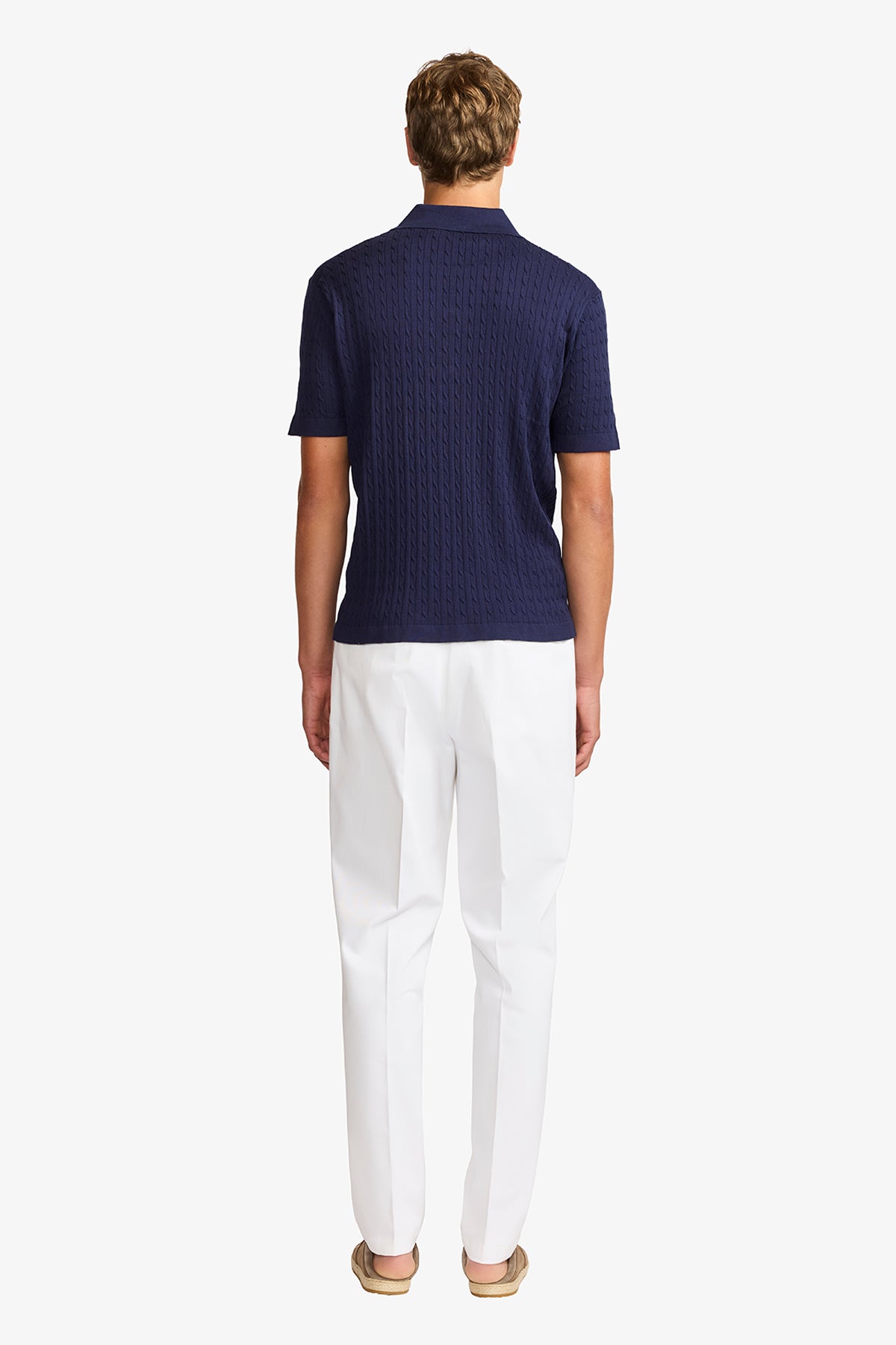 Evan navy knitted cable Polo