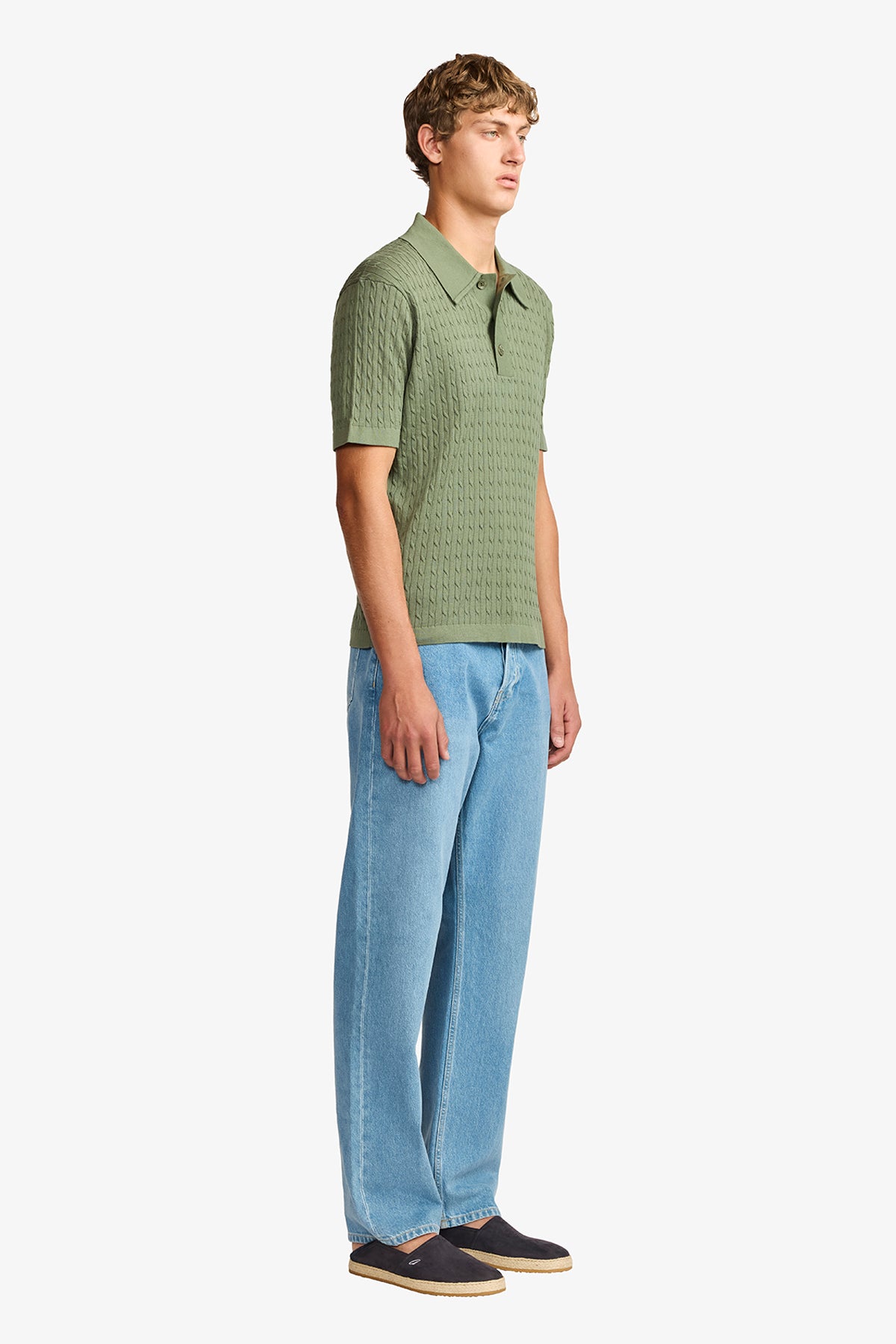 Evan olive knitted cable Polo