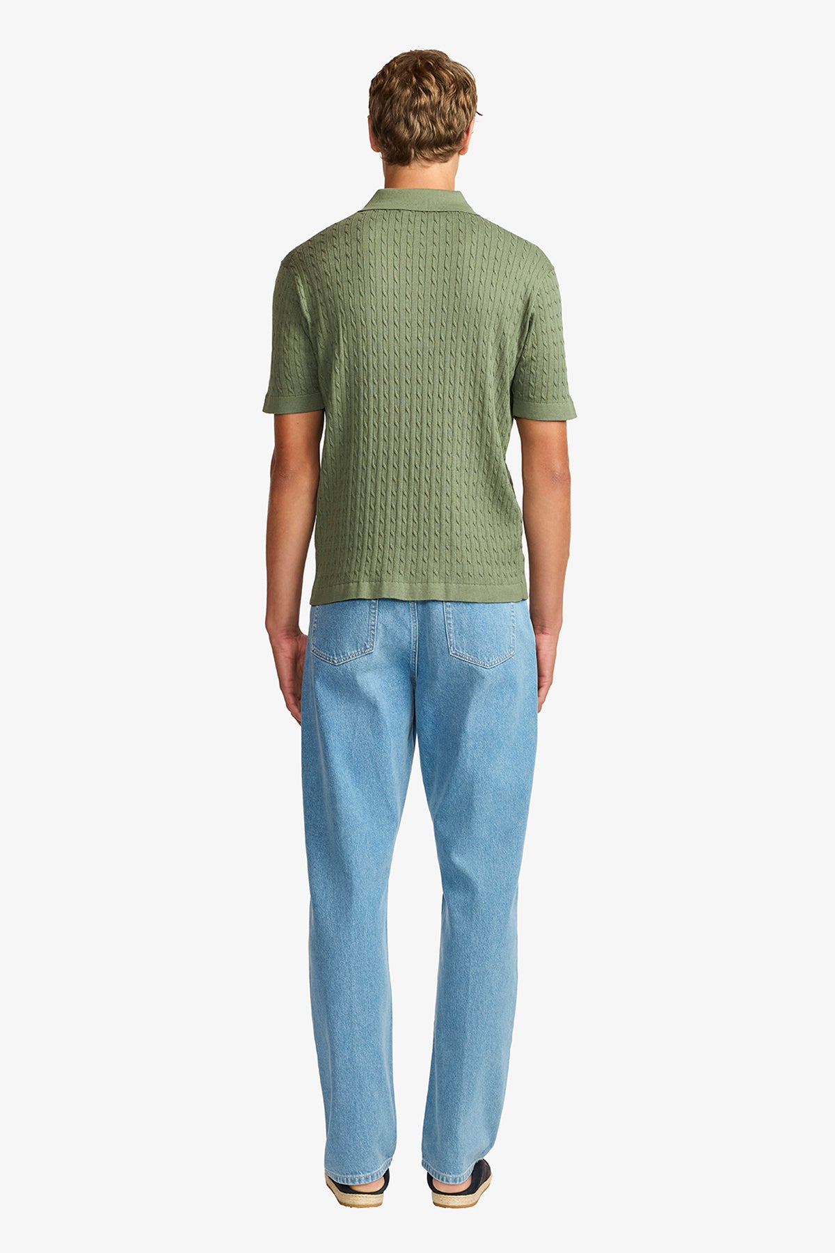 Evan olive knitted cable Polo