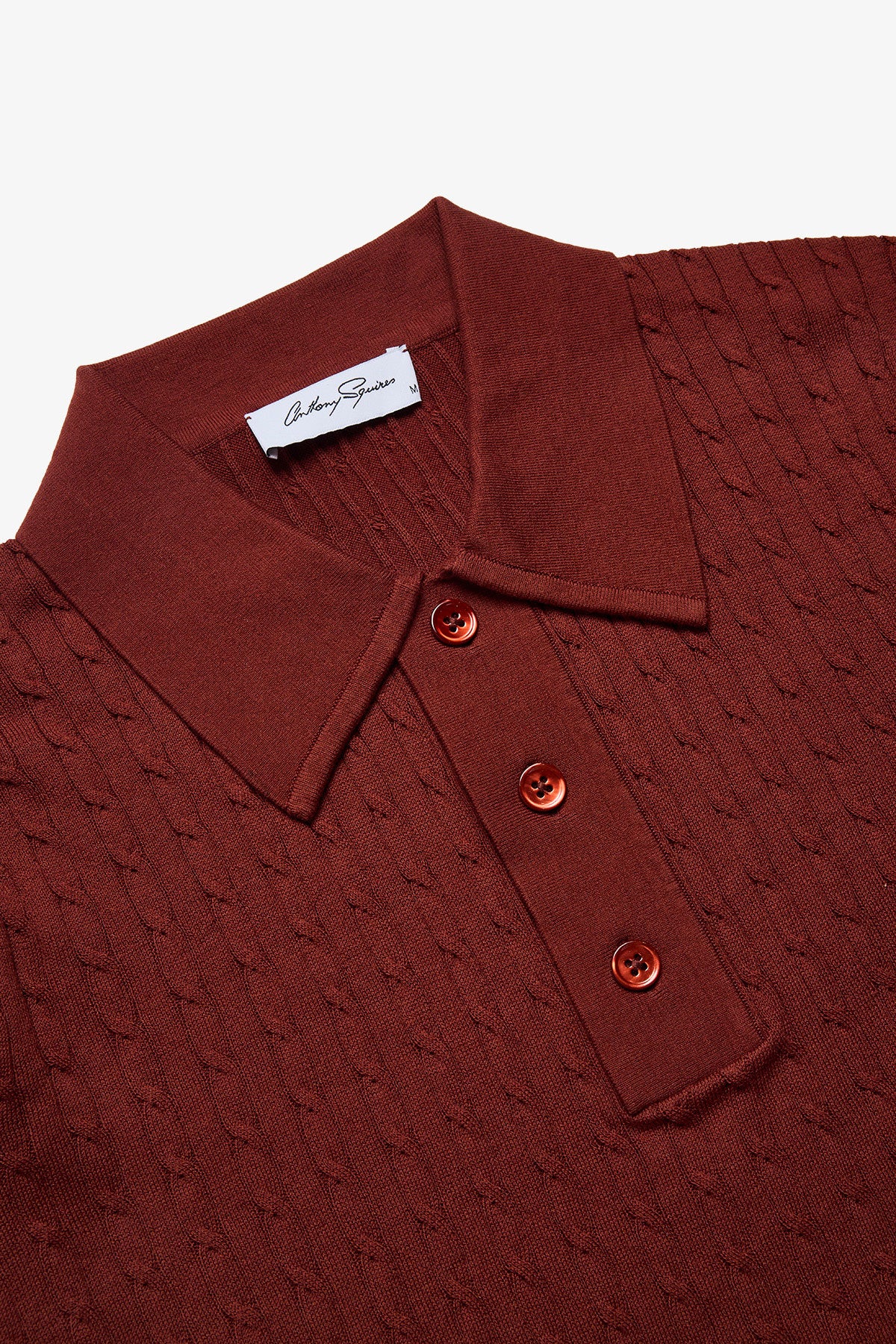 Evan burgundy knitted cable Polo