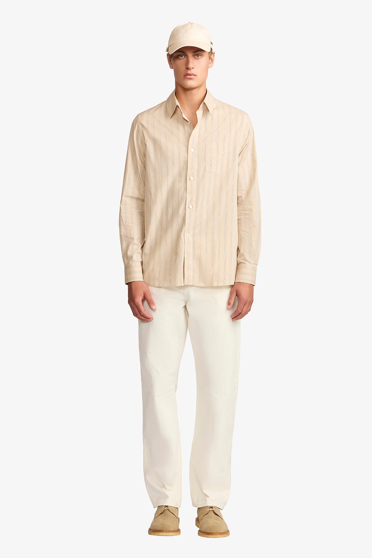 Frederic beige stripe poplin shirt