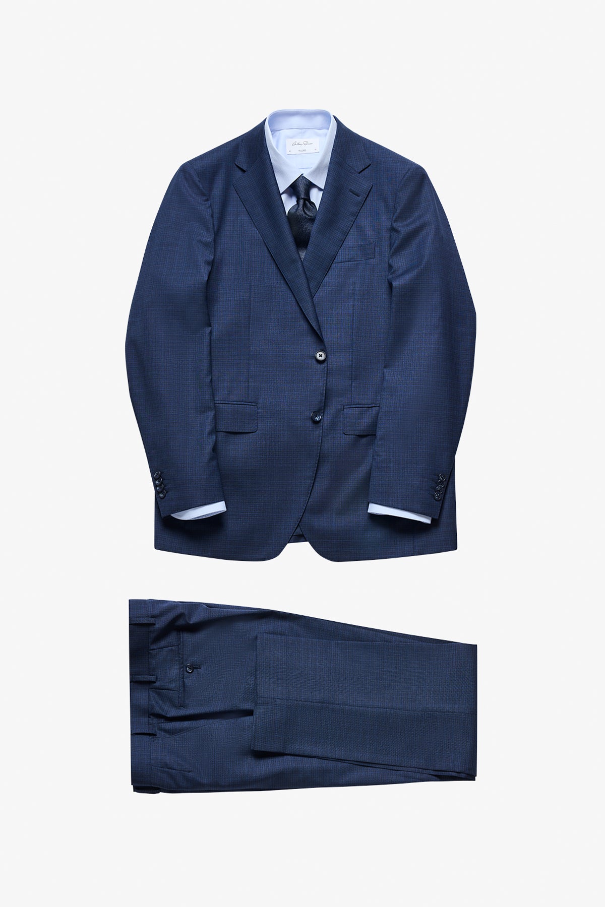 Kennedy Suit - Blue Multicheck In Pure Troopical Wool, Super 110's