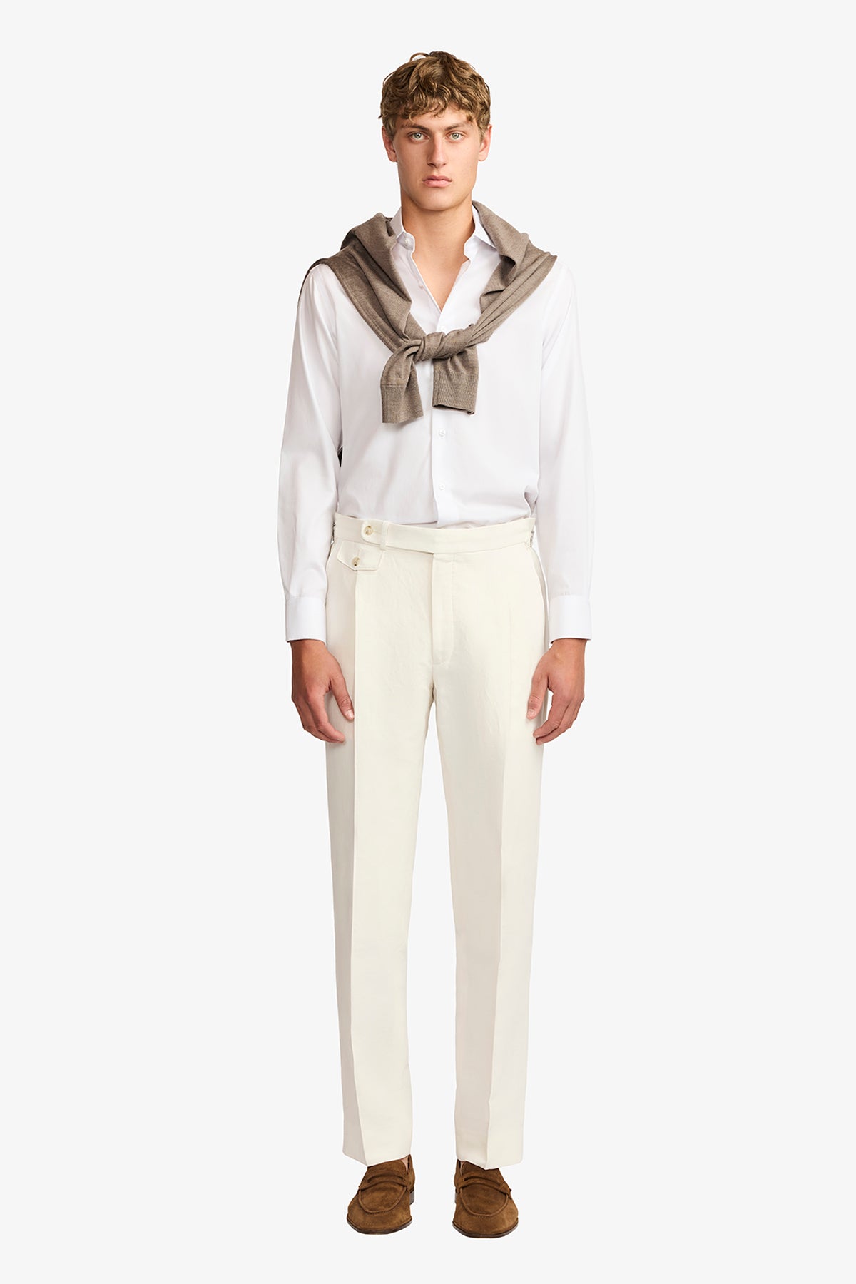 Gian trousers - Linen/cotton in Soft ivory