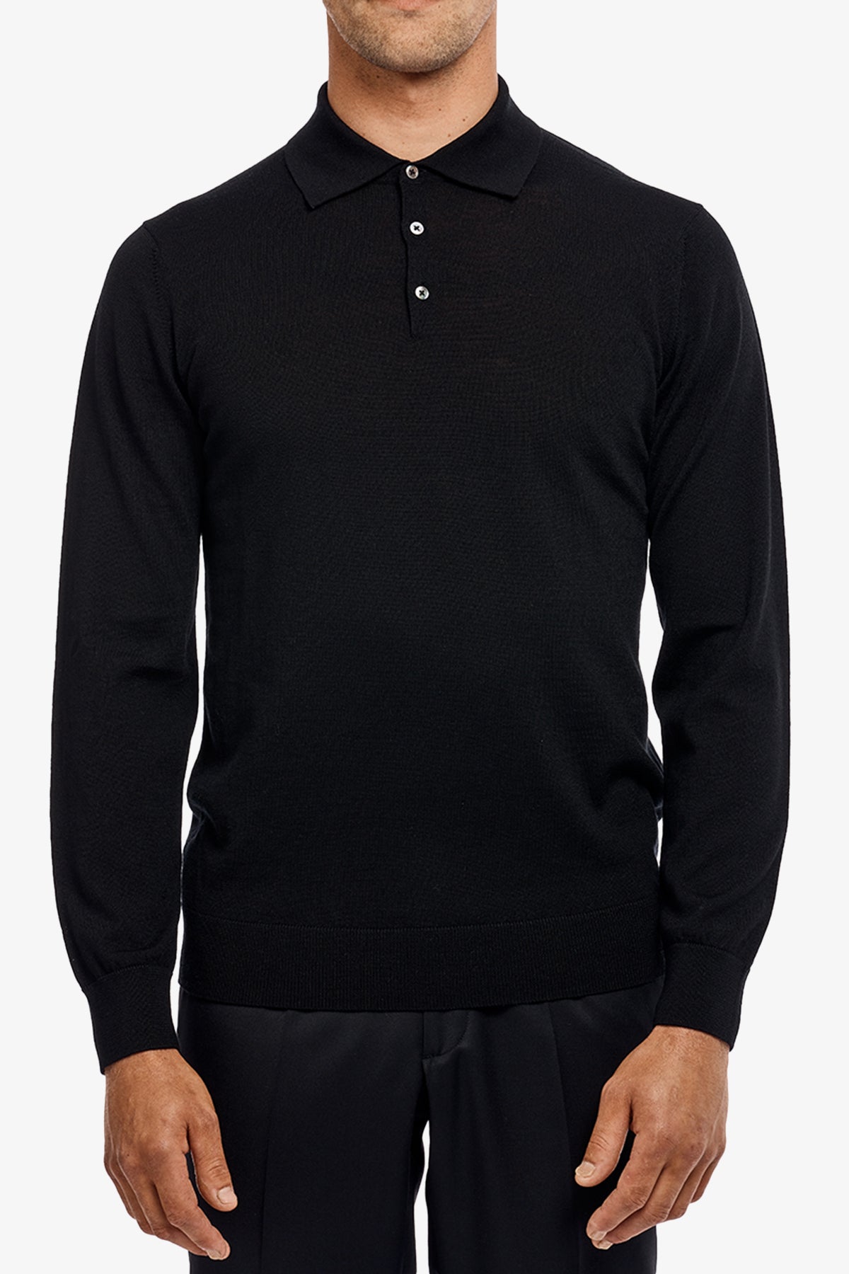 Kelvin L/S knitted polo - Black