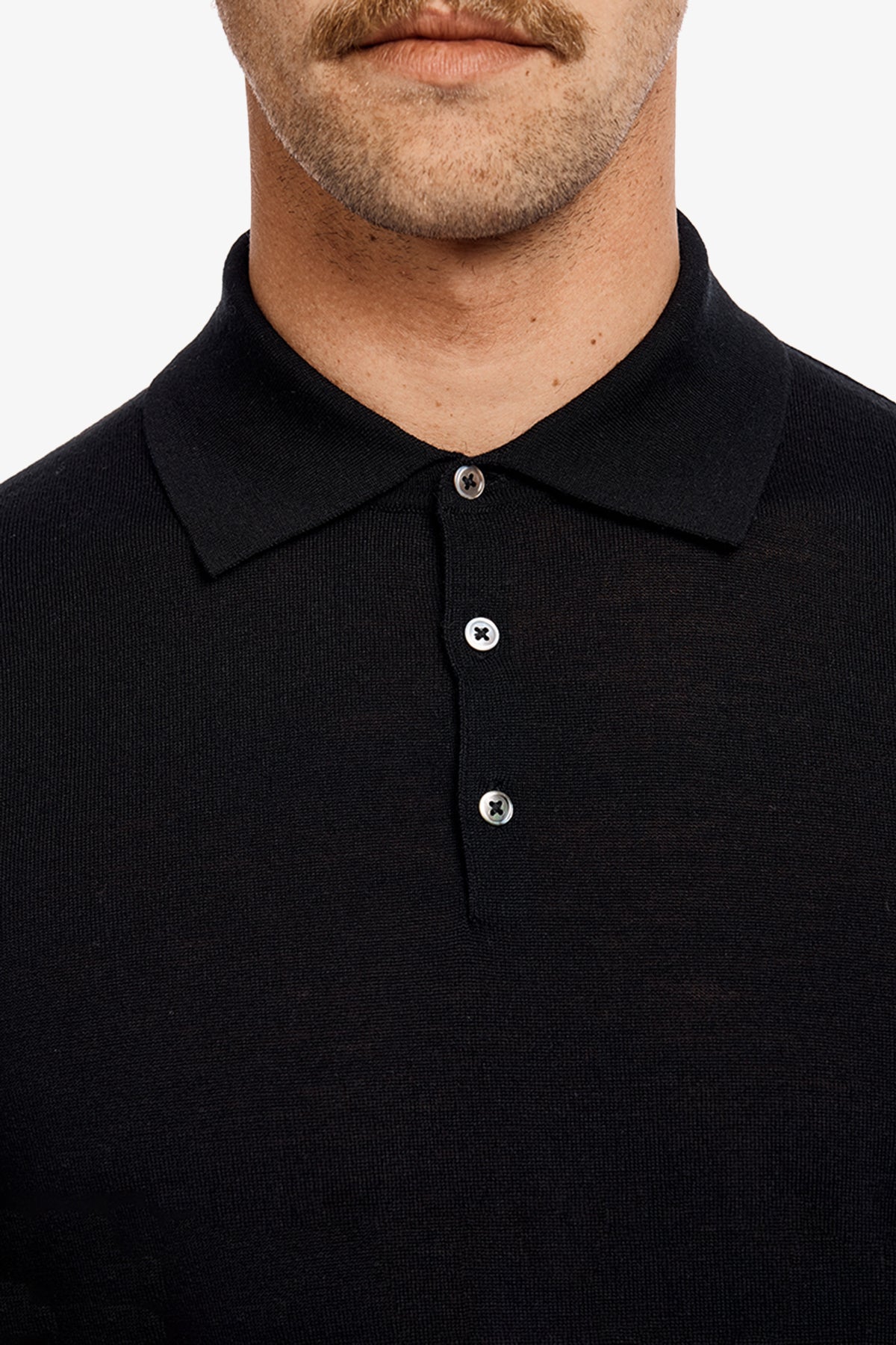 Kelvin L/S knitted polo - Black