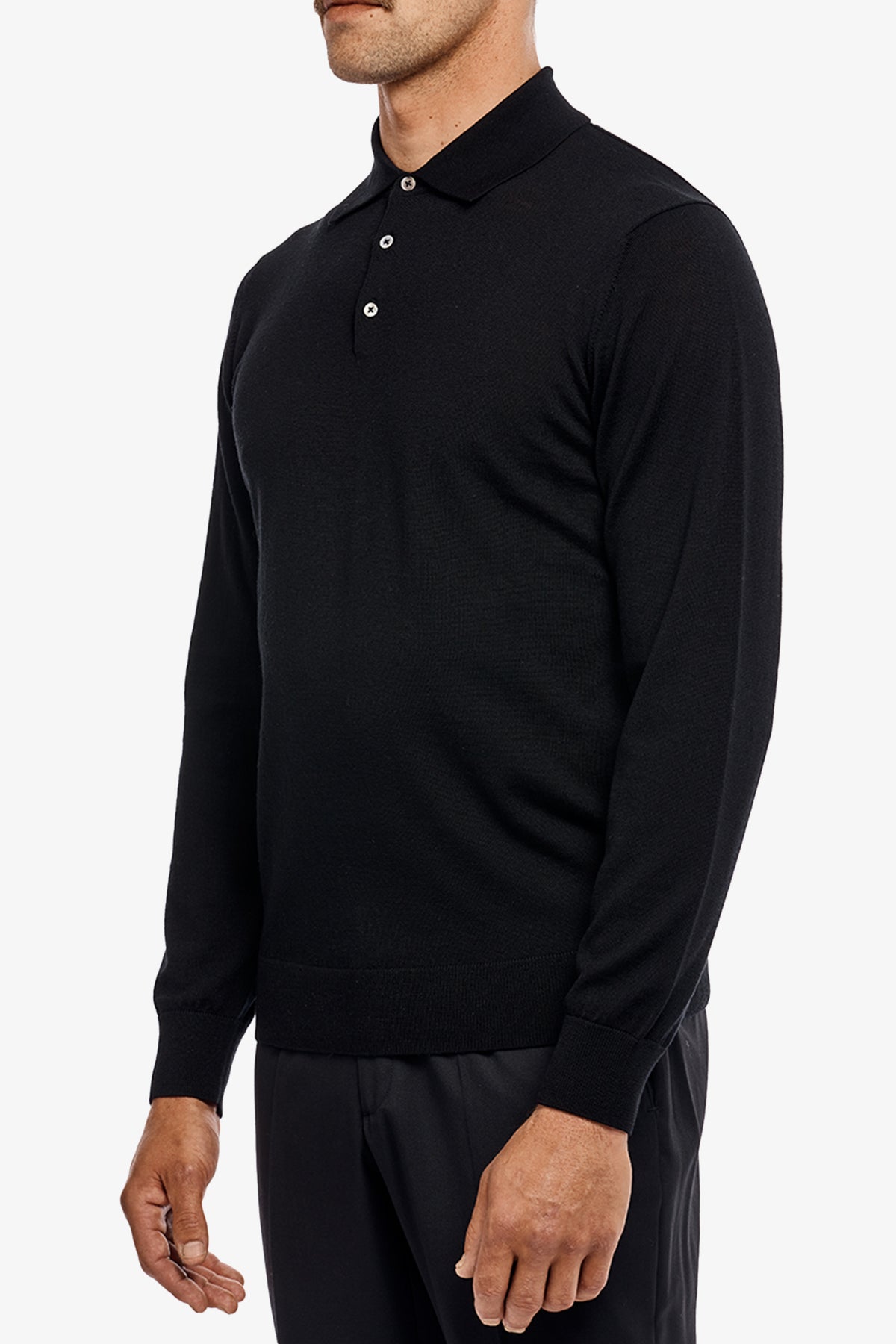 Kelvin L/S knitted polo - Black