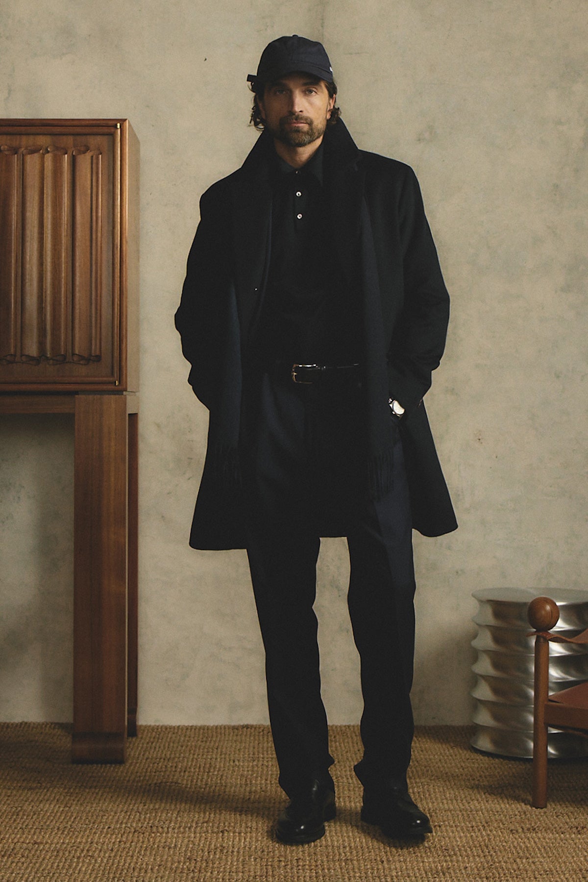 Kelvin navy L/S knit polo