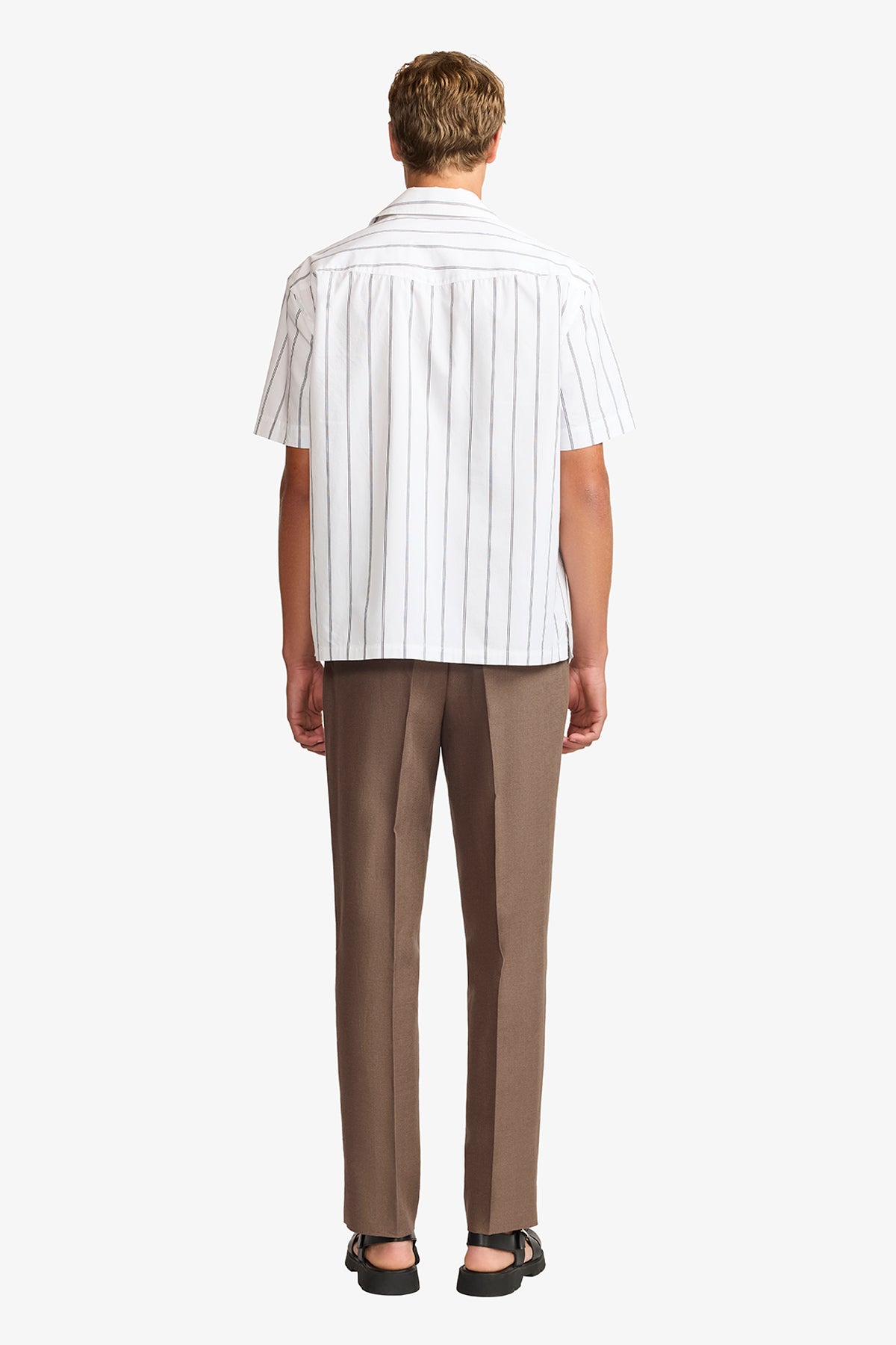 Ly white stripe poplin S/S shirt
