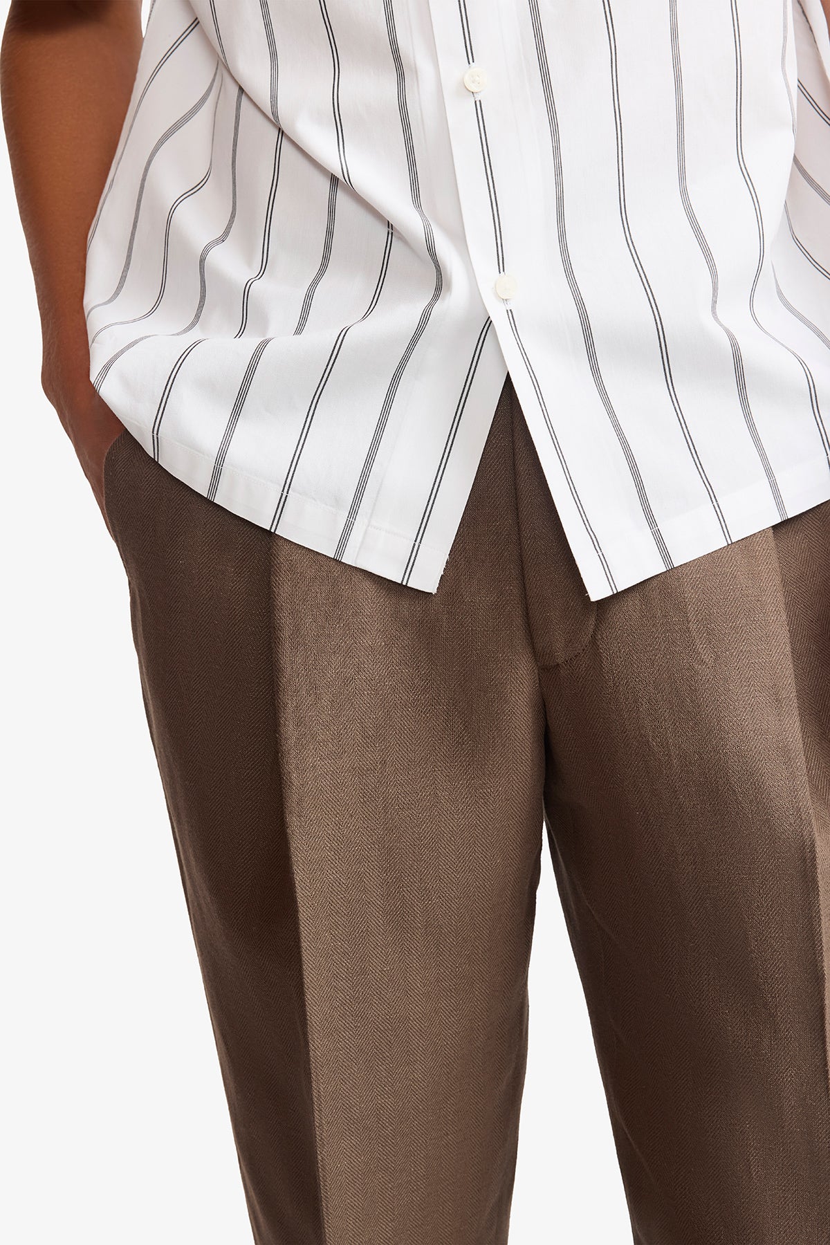 Ly white stripe poplin S/S shirt