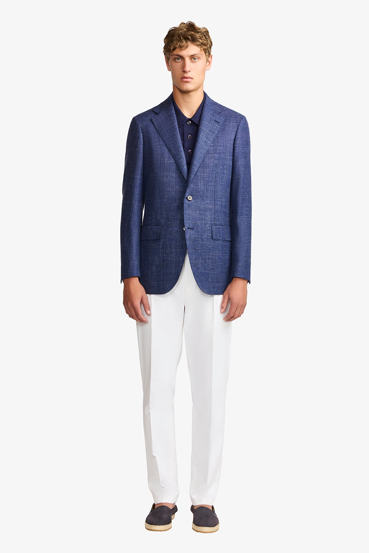 Marcus blazer - Wool/linen/silk in blue with flax