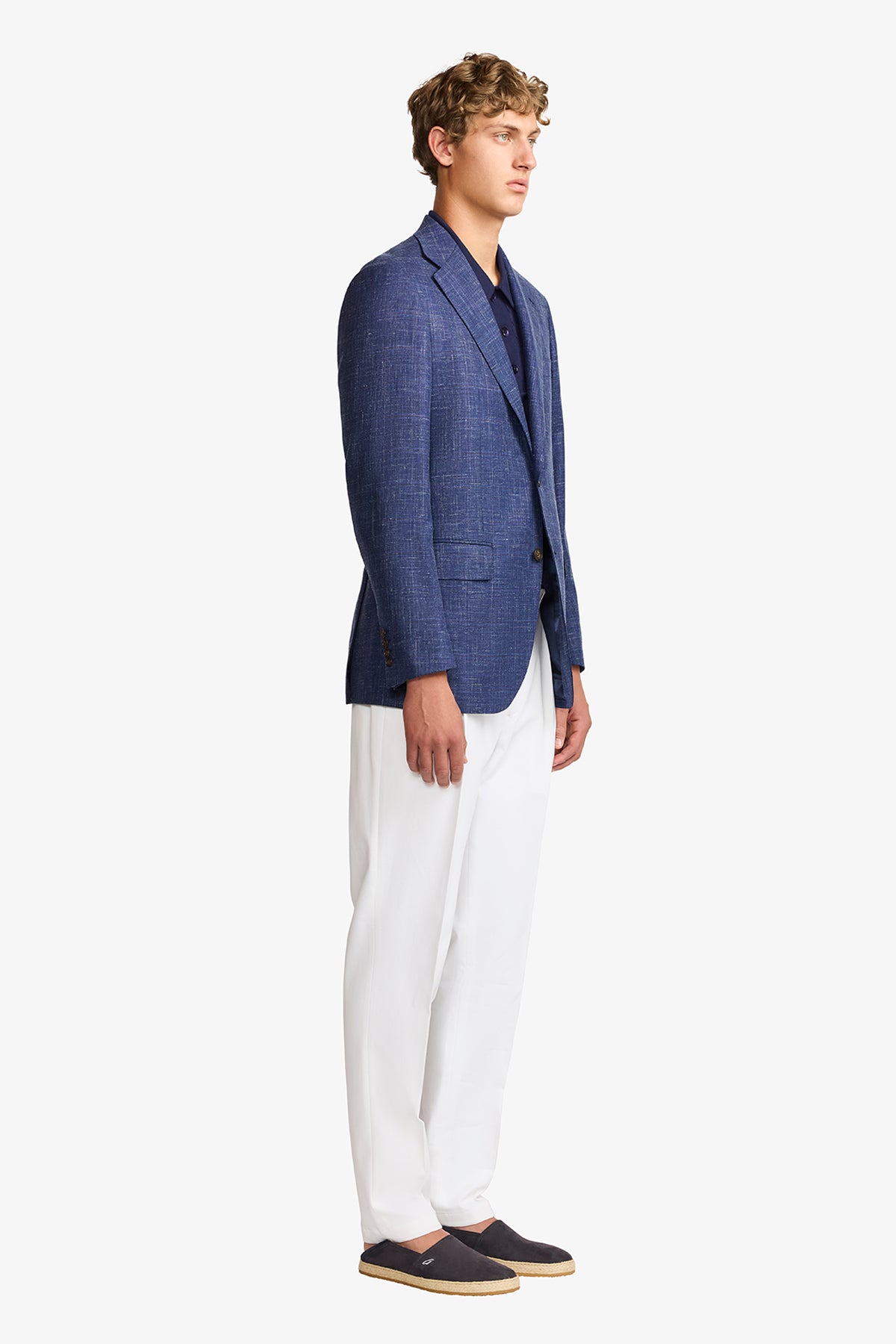Marcus blazer - Wool/linen/silk in blue with flax