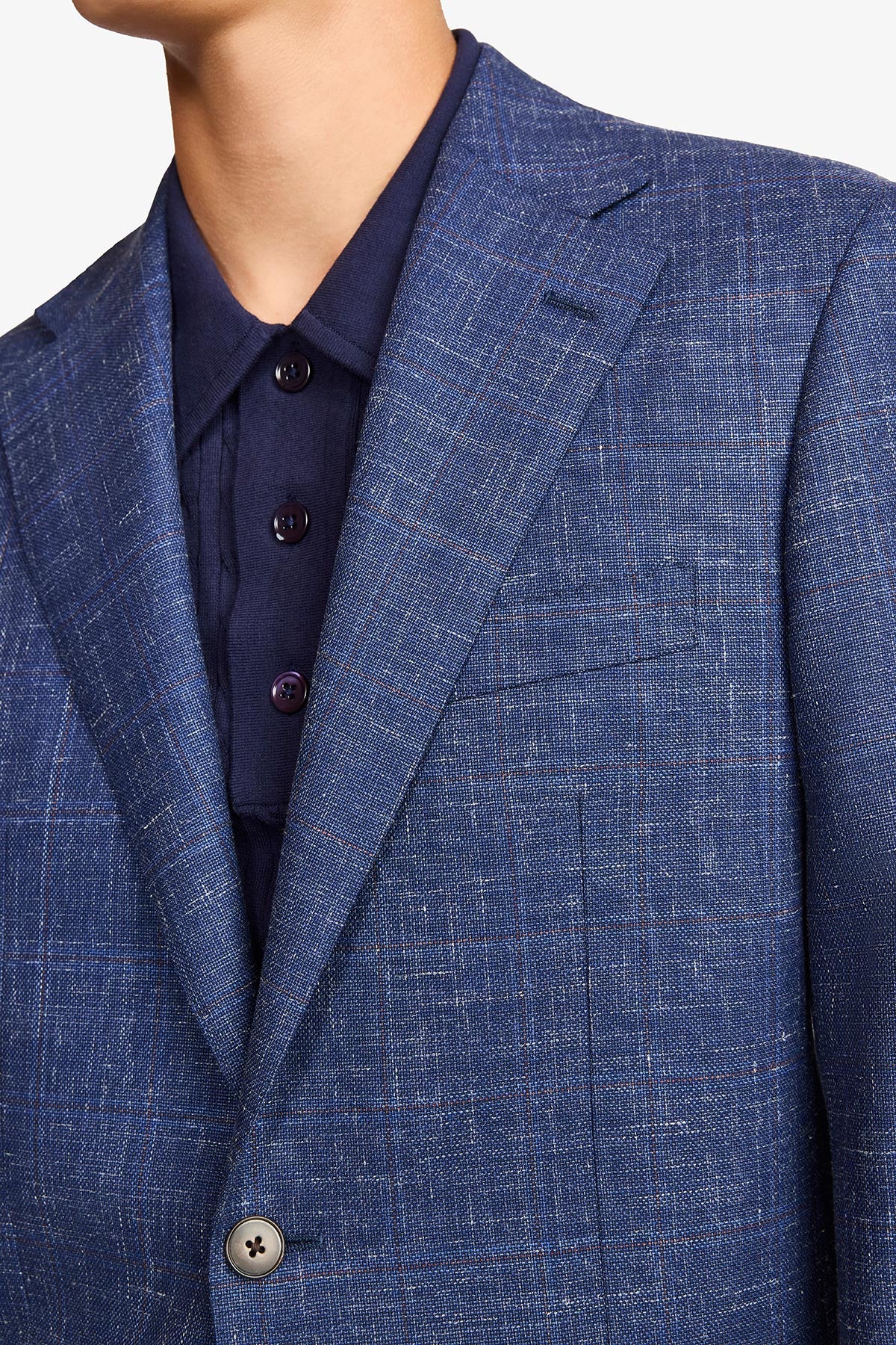 Marcus blazer - Wool/linen/silk in blue with flax