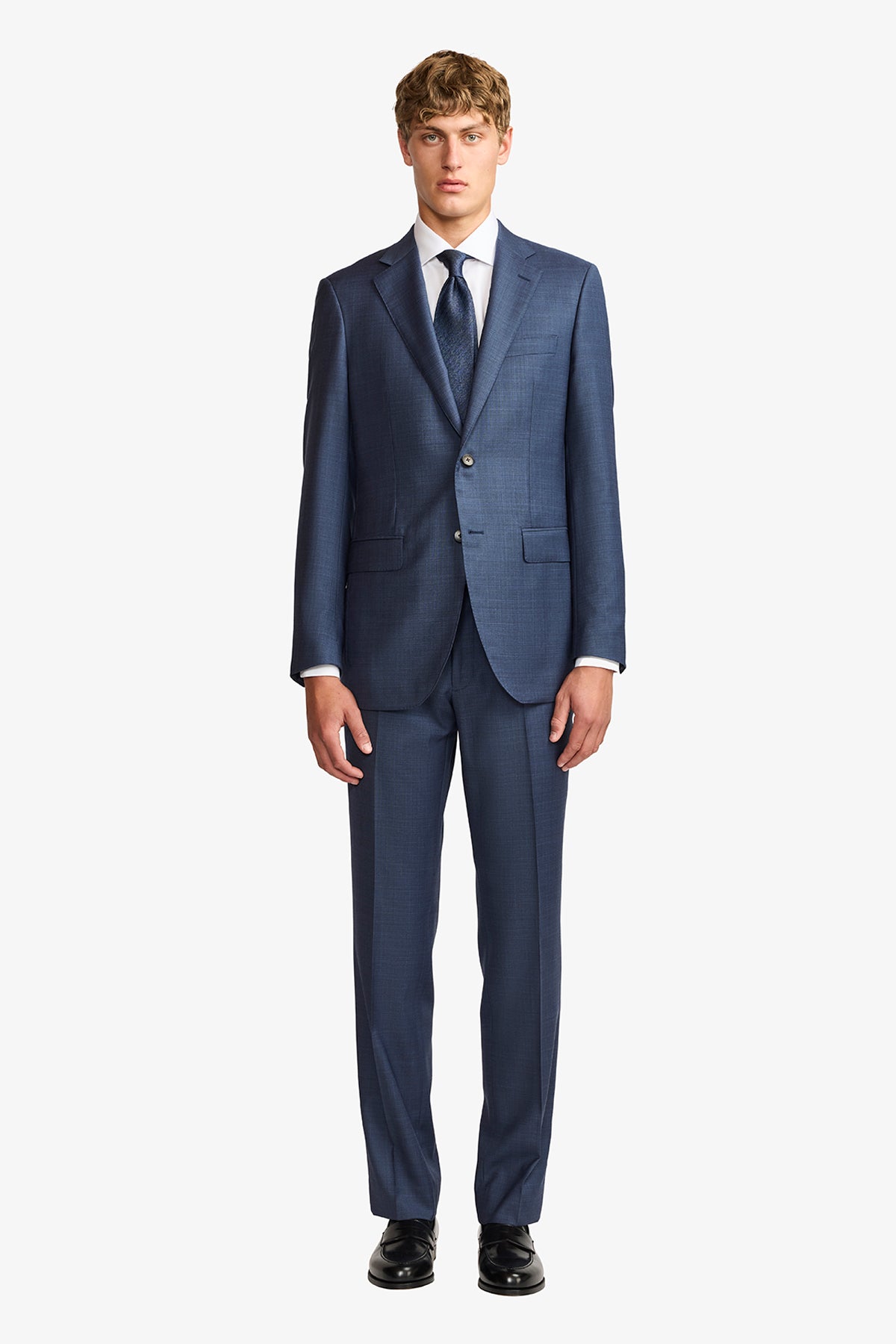 Mateo suit - Mid blue multicheck, super 110's