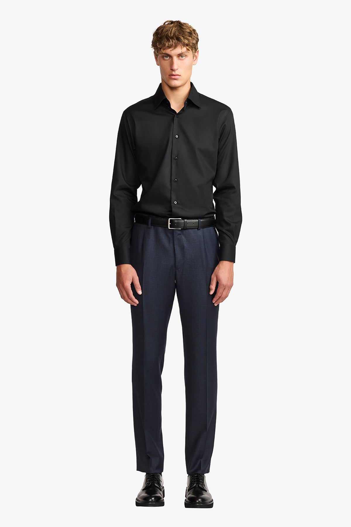 Norris formal shirt - fine black twill