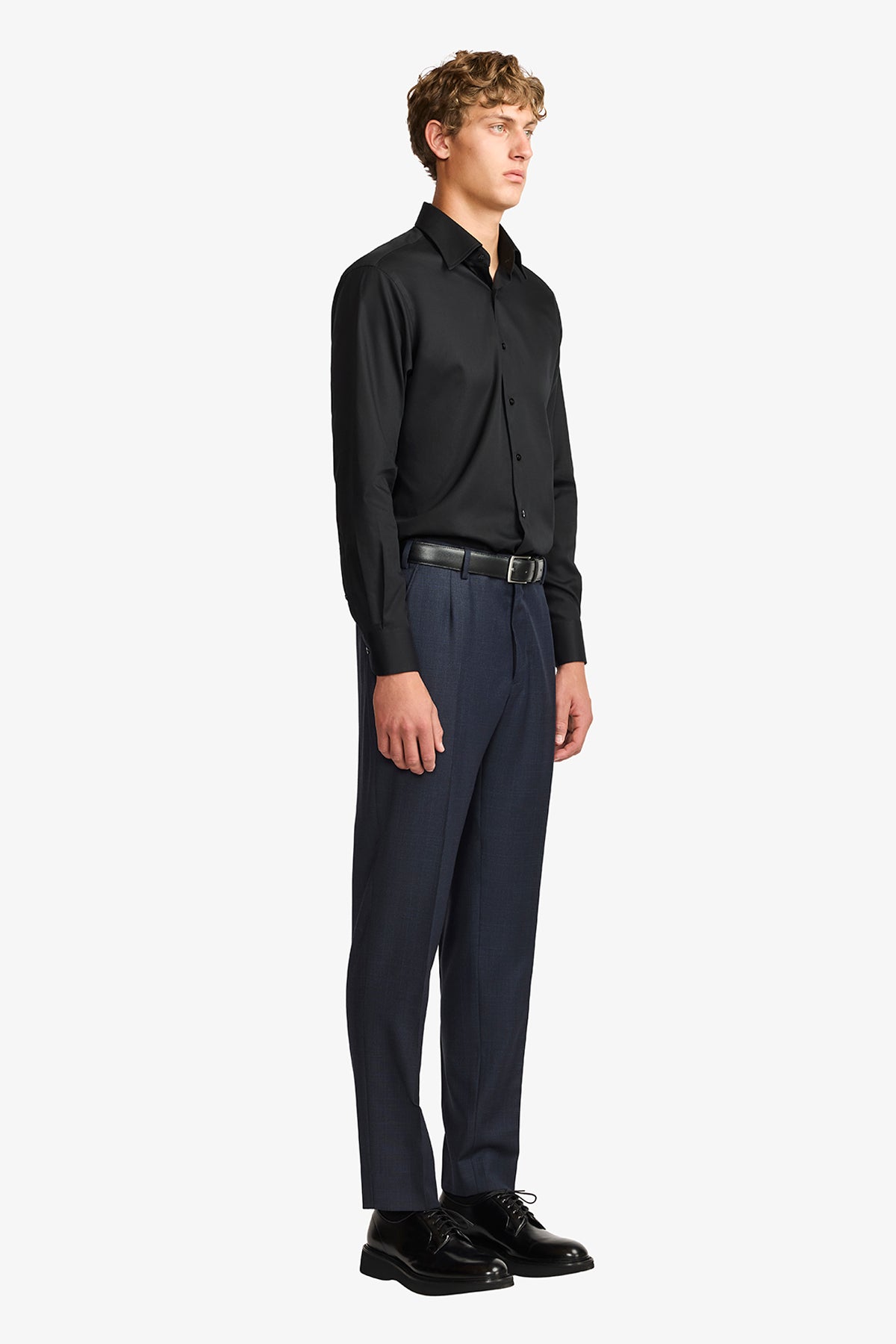 Norris formal shirt - fine black twill