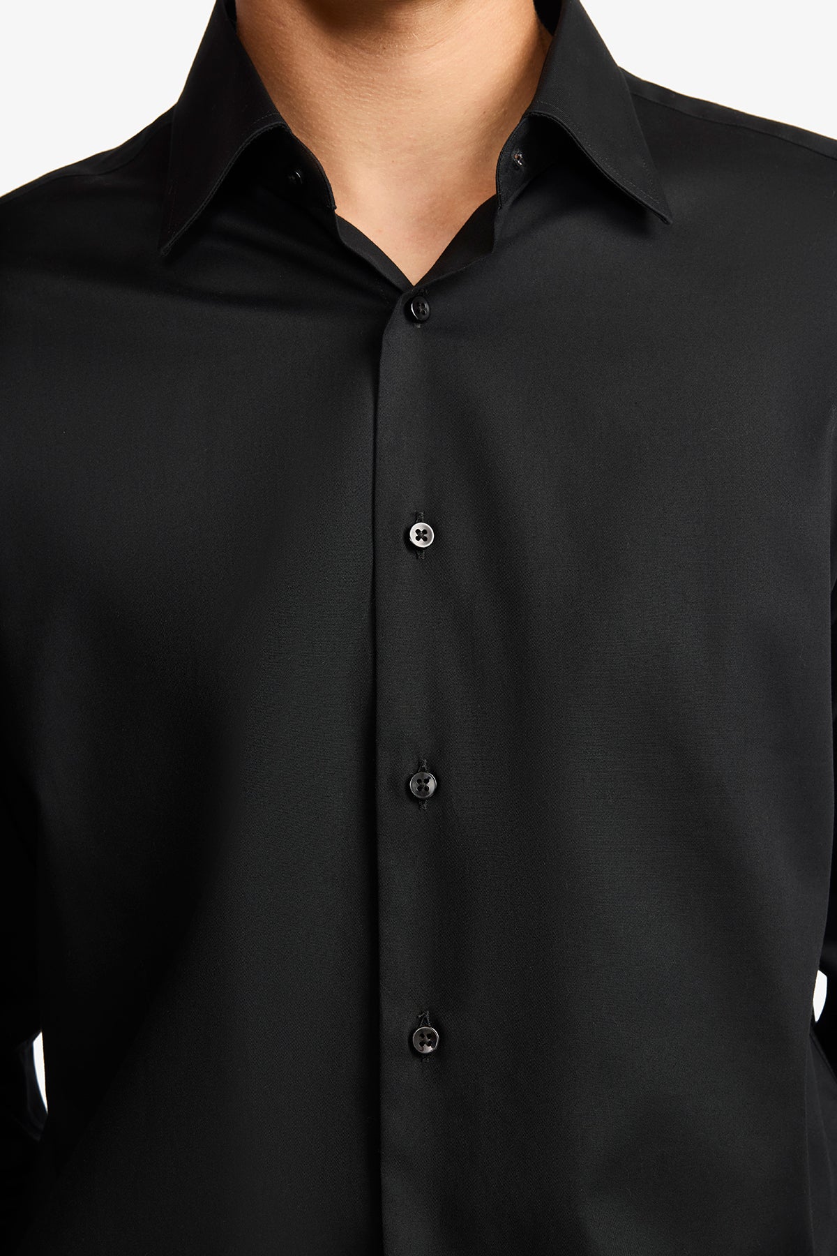 Norris formal shirt - fine black twill