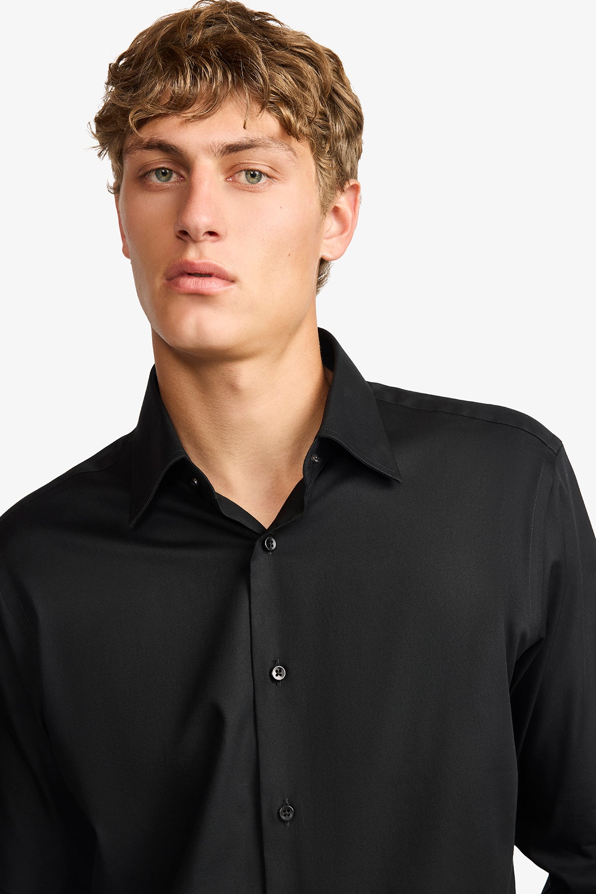 Norris formal shirt - fine black twill