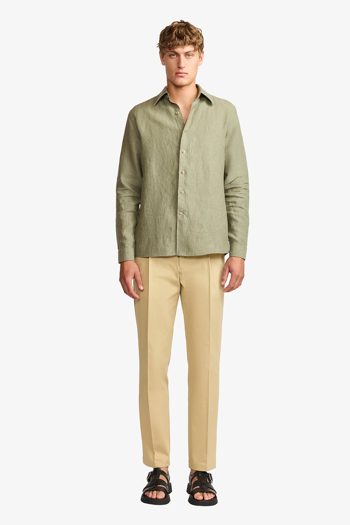 Quy olive linen shirt