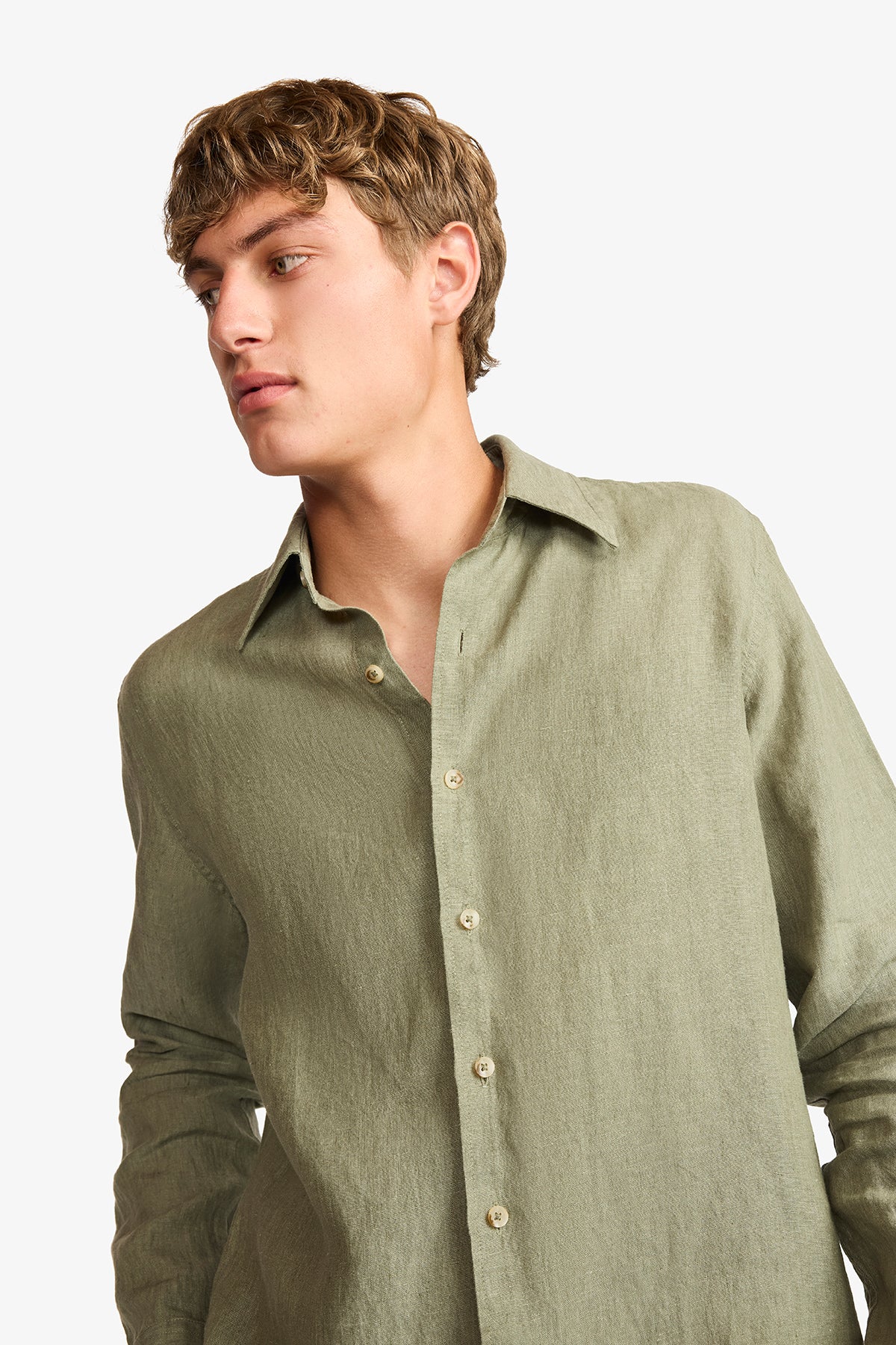 Quy olive linen shirt