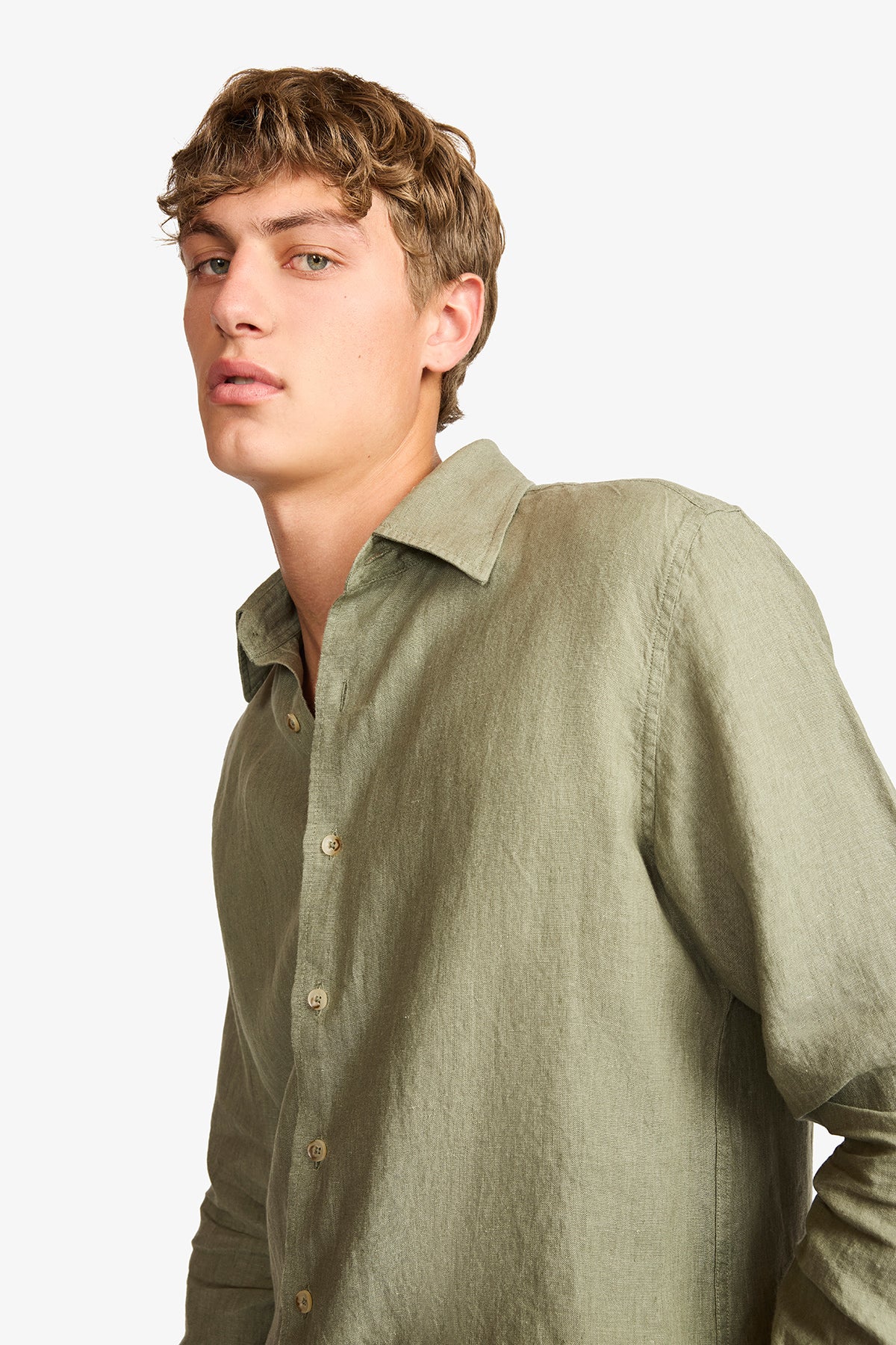 Quy olive linen shirt