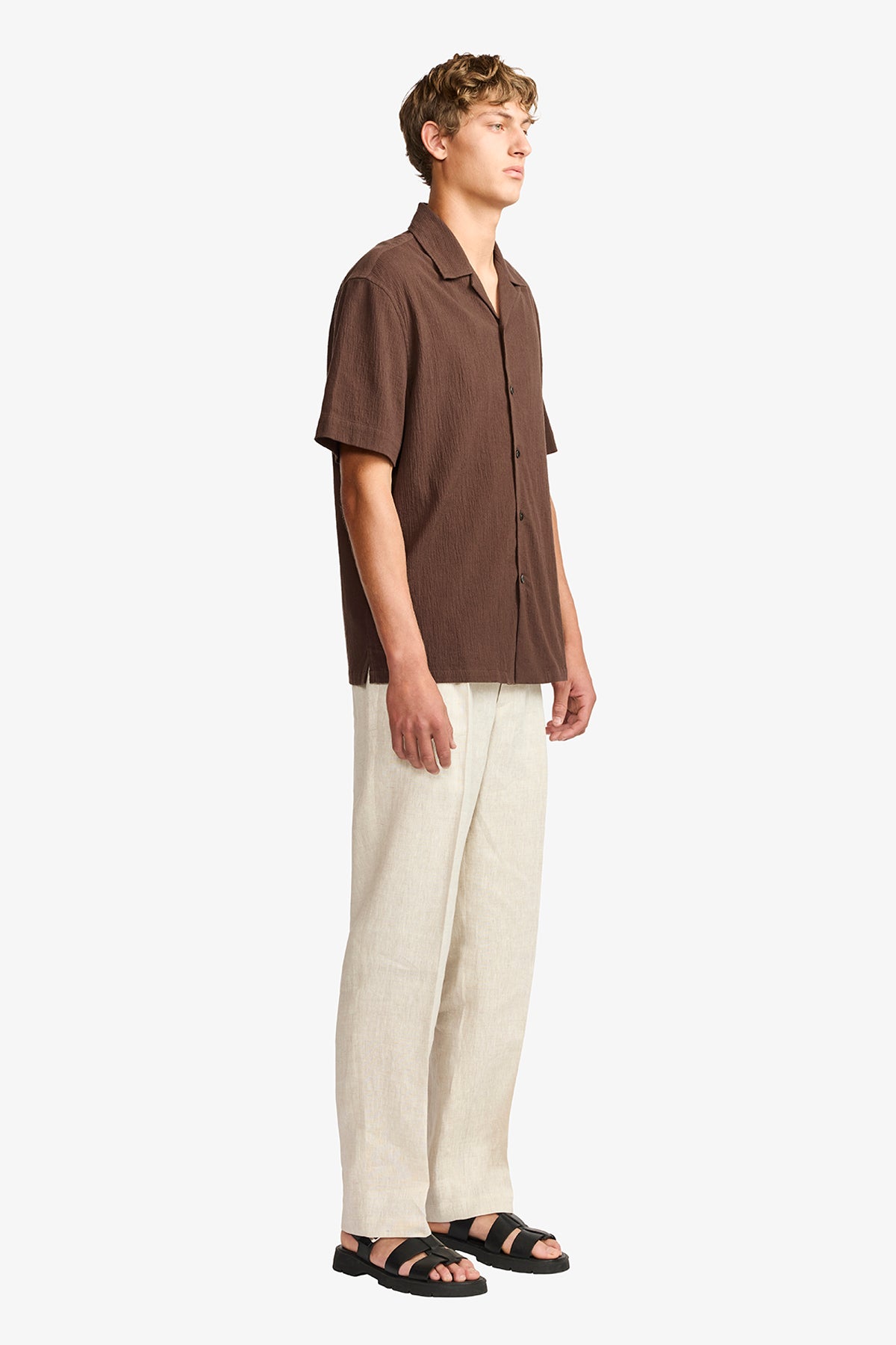 Brown seersucker S/S shirt