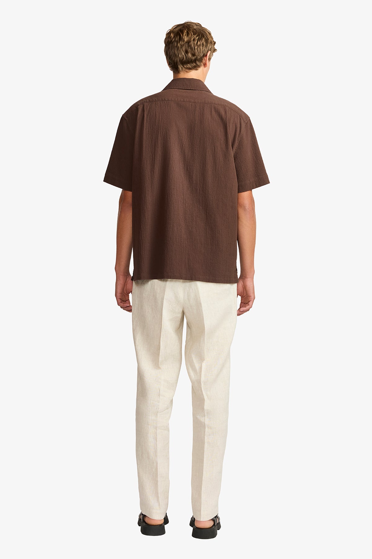 Brown seersucker S/S shirt