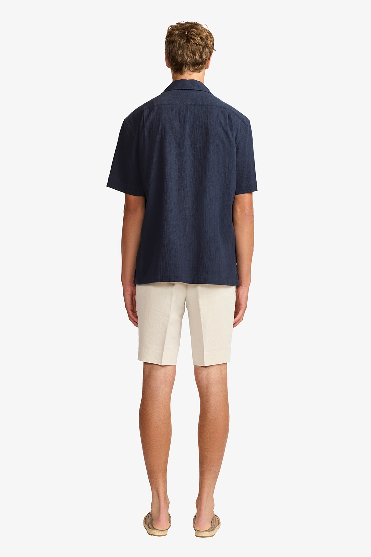 Navy seersucker S/S shirt