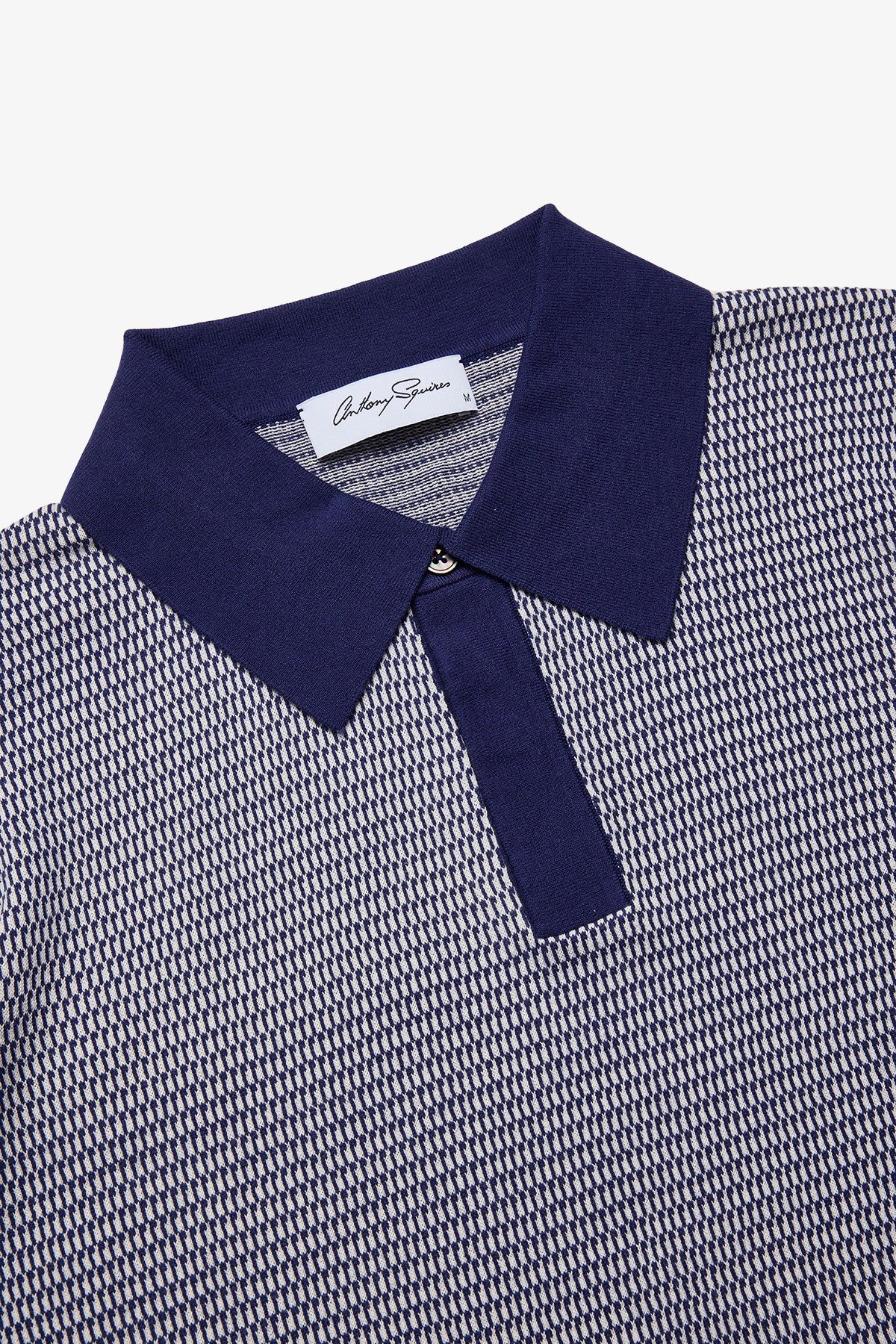 Santi blue knitted jacquard S/S polo