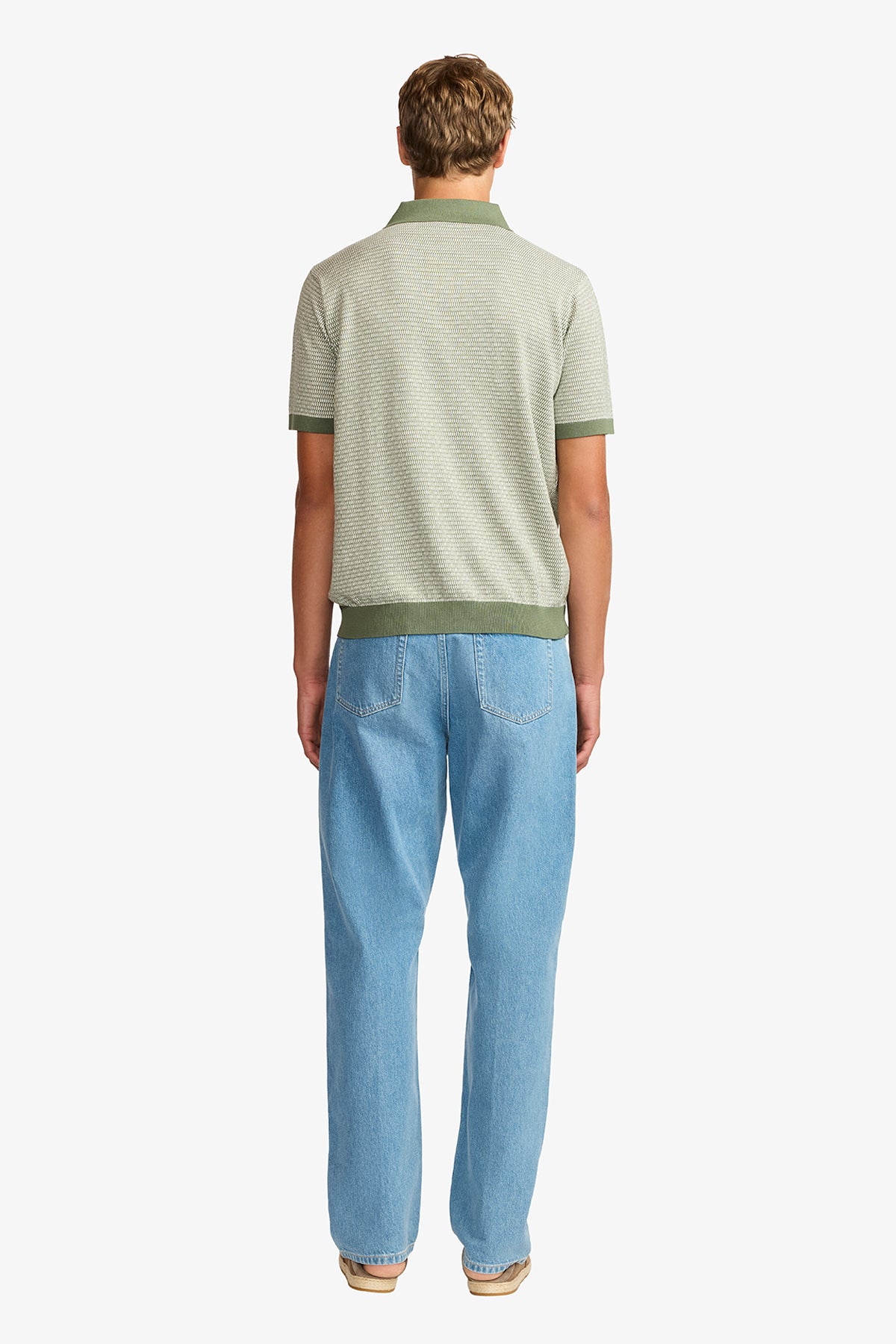 Santi olive knitted jacquard S/S polo