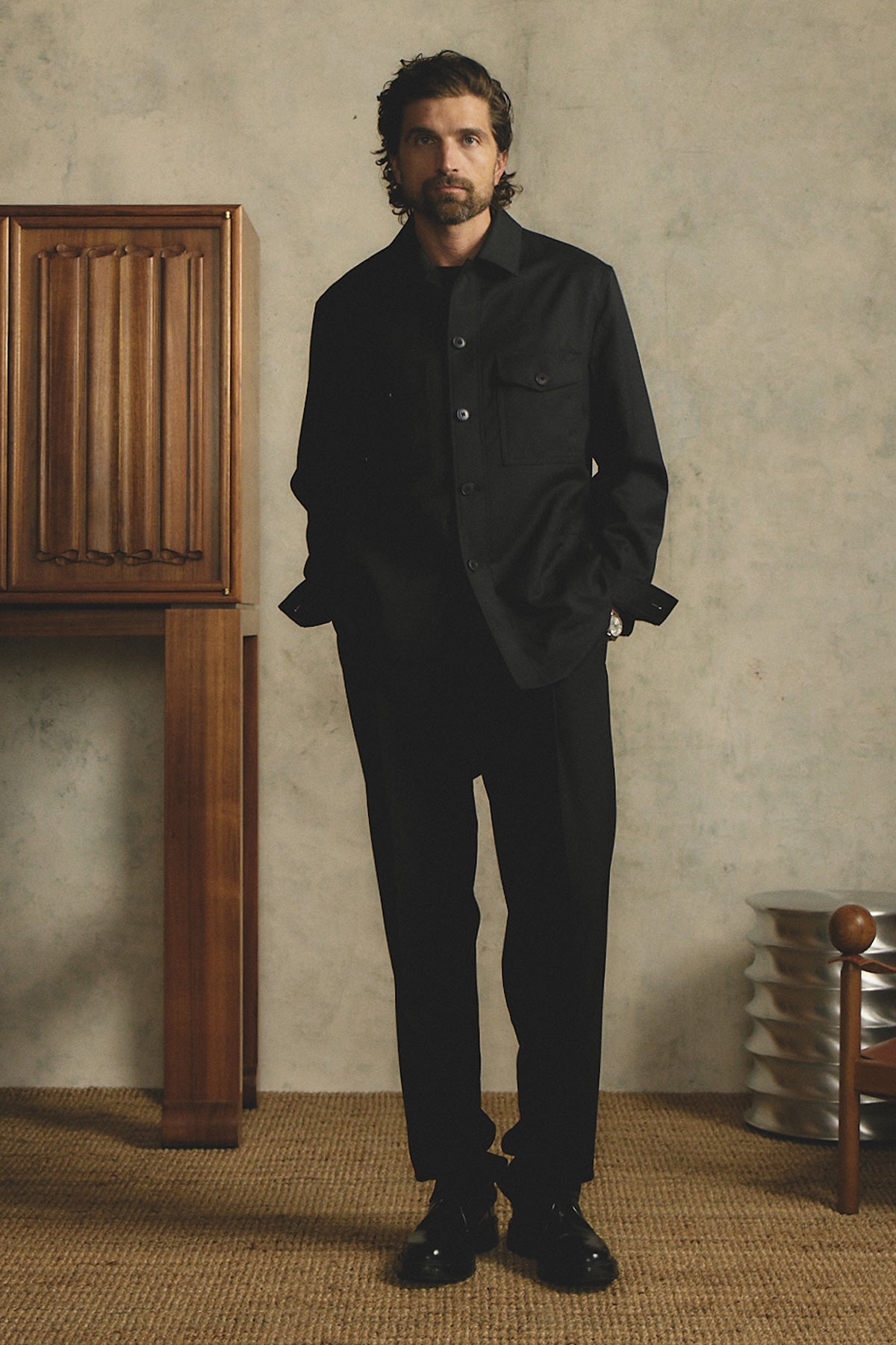 Saunder black twill jacket