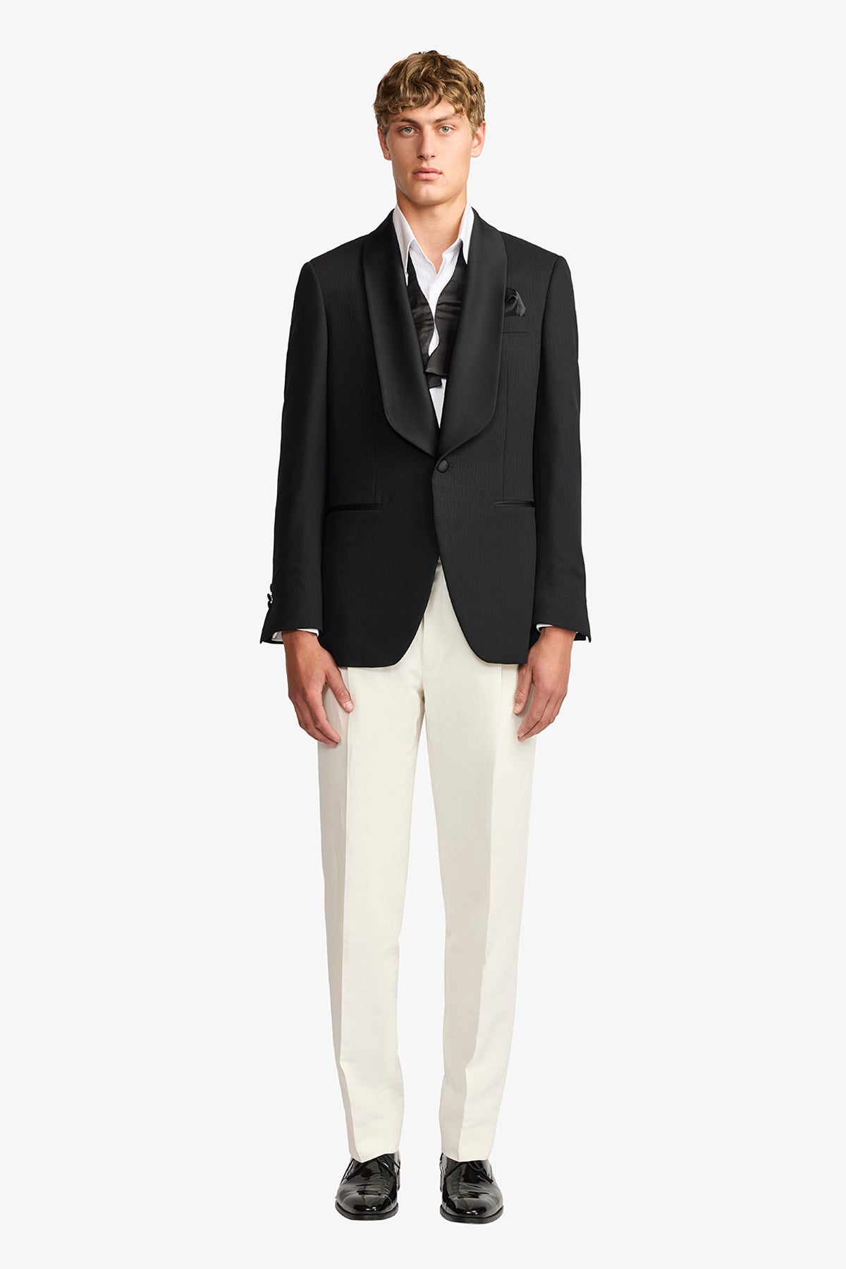 Shawn blazer - Wool in black with surface interest