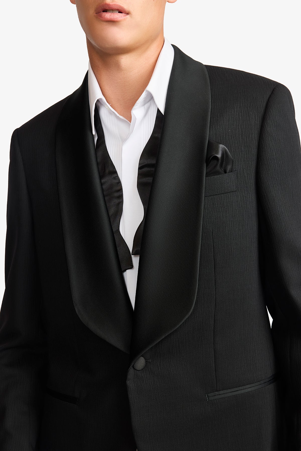 Shawn blazer - Wool in black with surface interest
