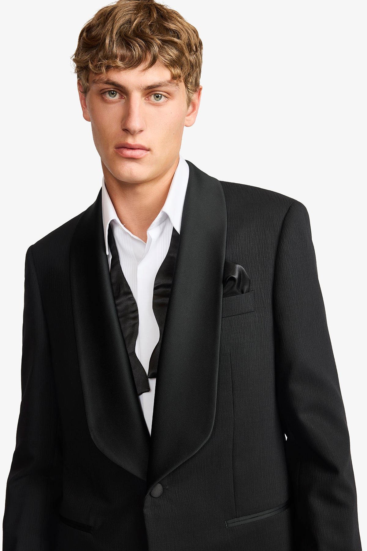 Shawn blazer - Wool in black with surface interest