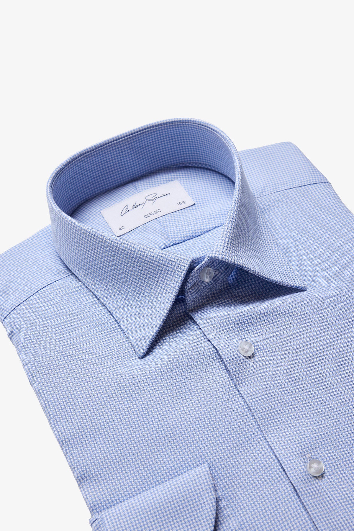 Gus formal shirt - blue houndstooth
