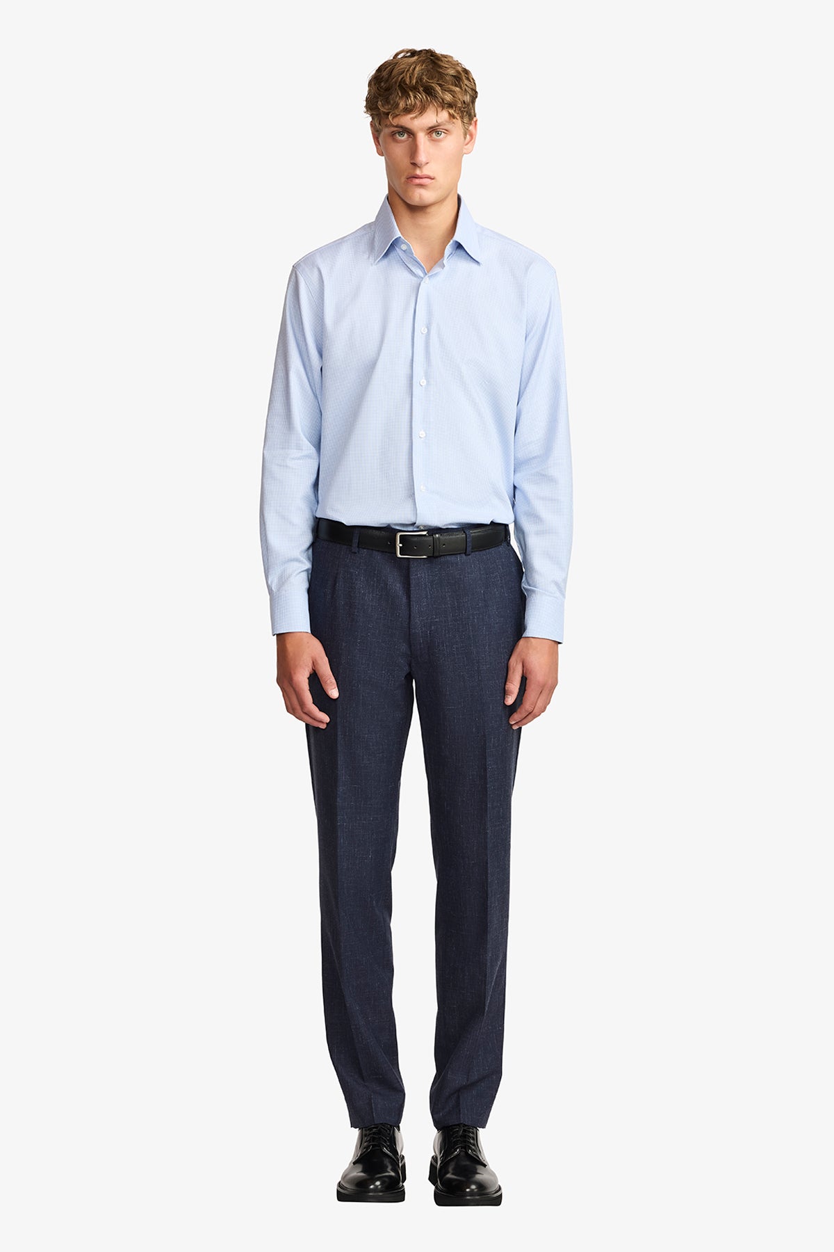 Gus formal shirt - blue houndstooth