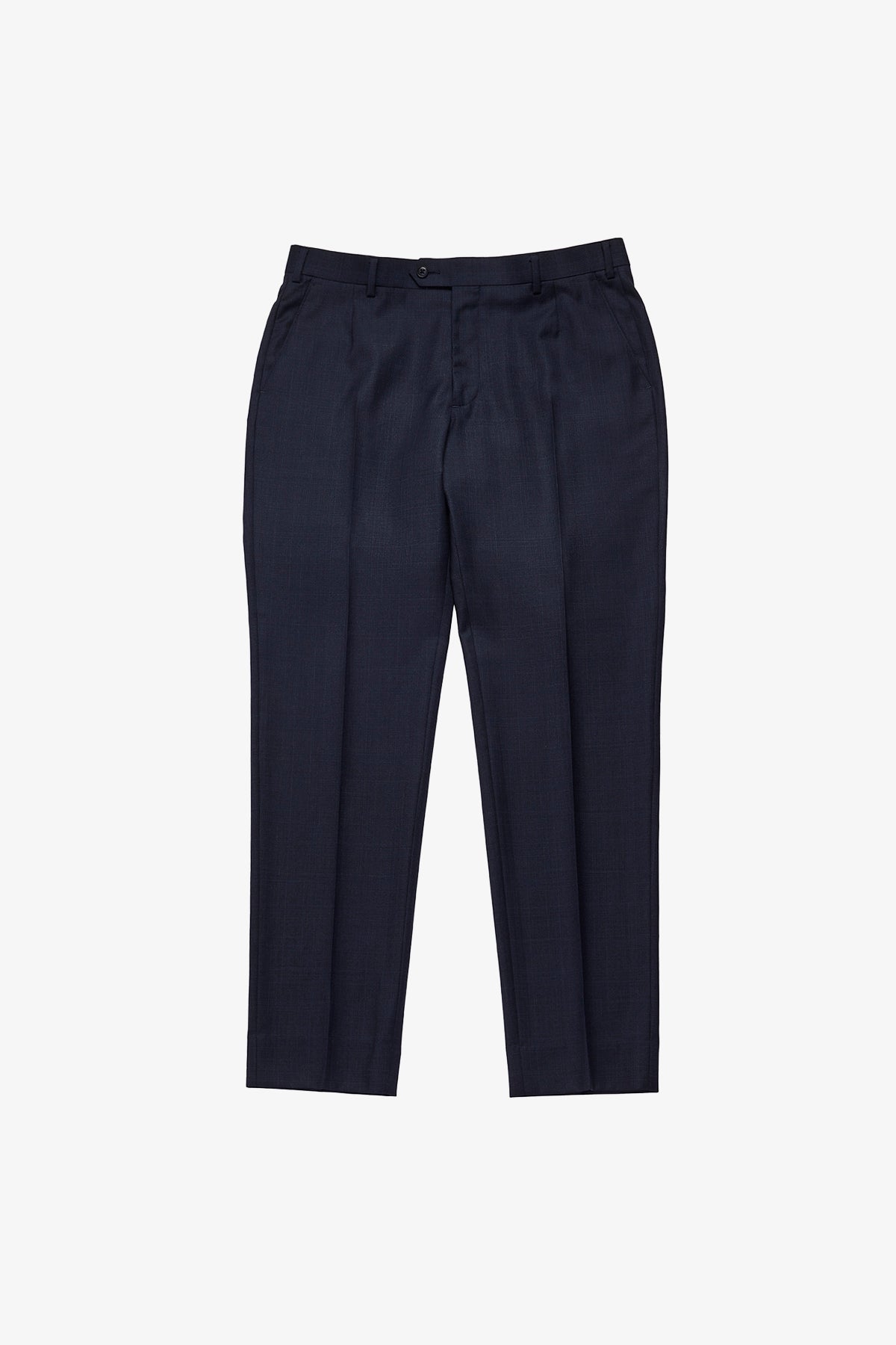 Slack trouser - Navy mulitcheck in pure wool, super 110's