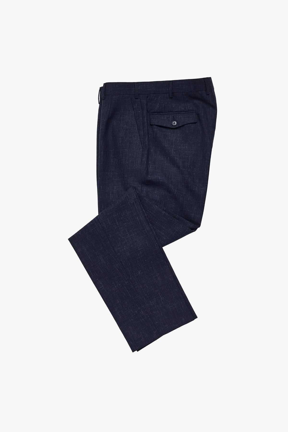 Slack trousers - Navy with flax effect in wool/linen/silk