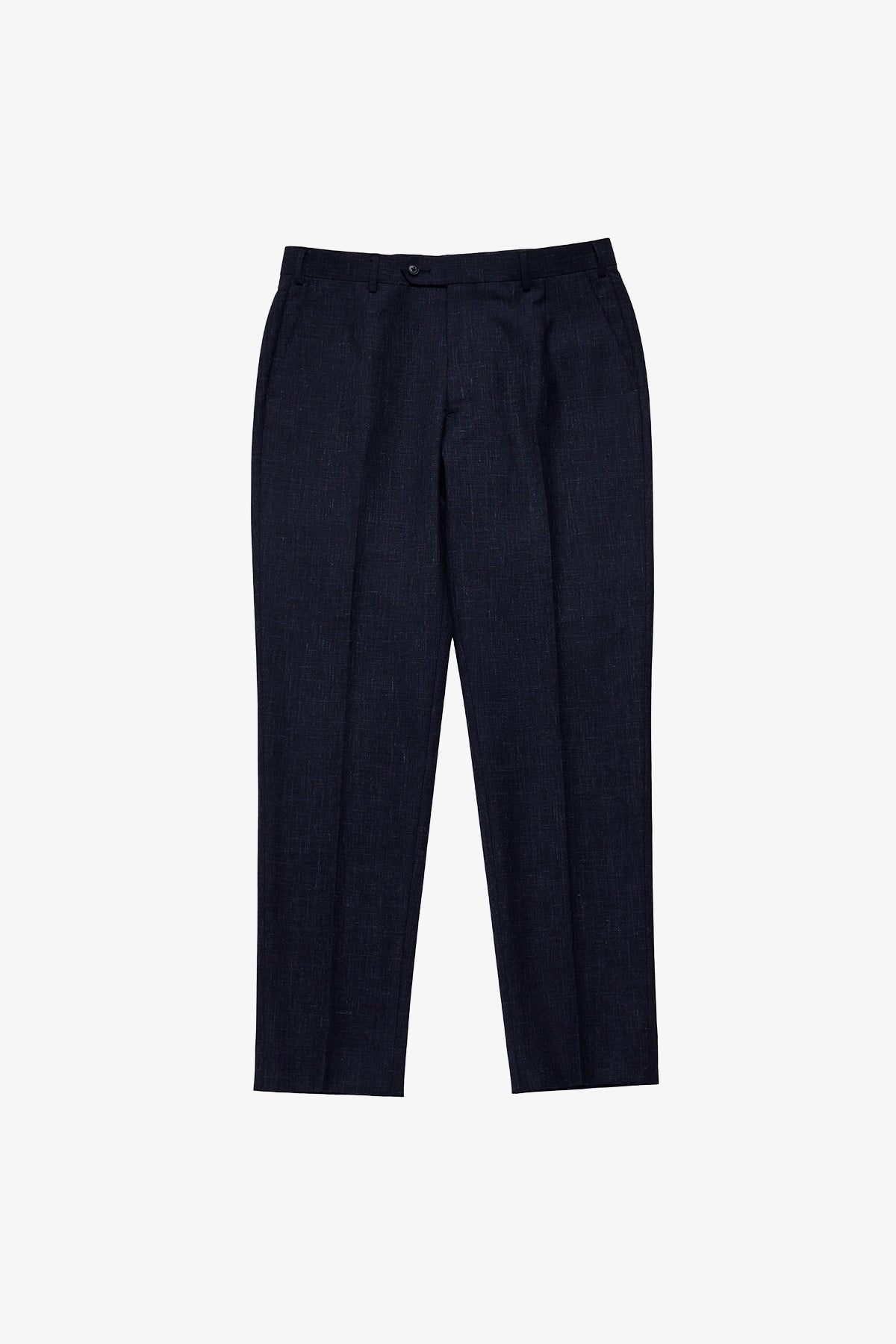 Slack trousers - Navy with flax effect in wool/linen/silk