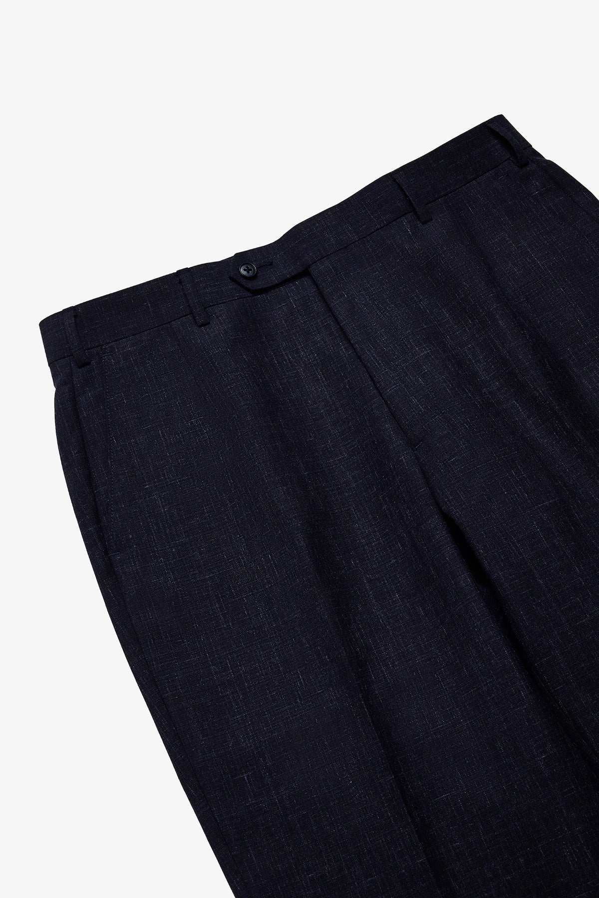 Slack trousers - Navy with flax effect in wool/linen/silk