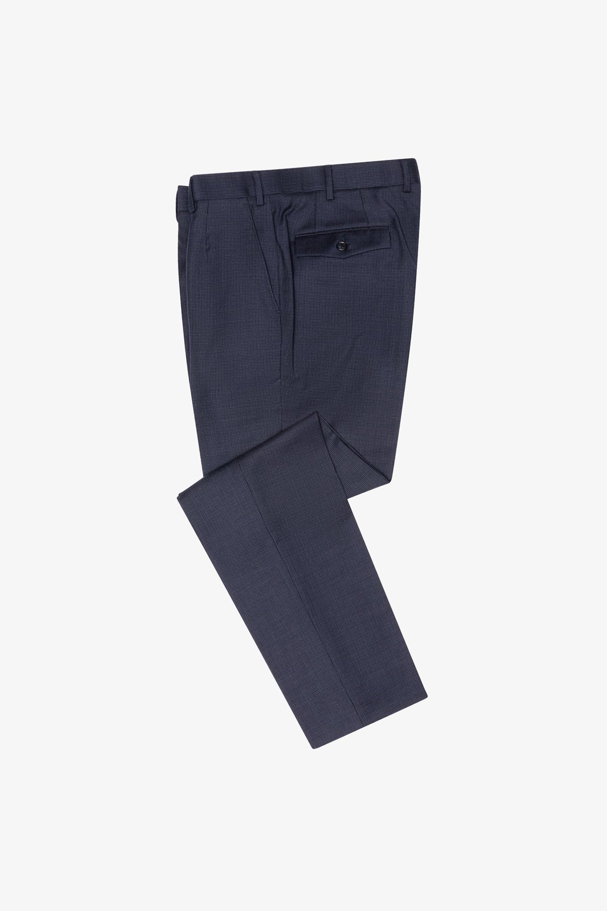 Slack Trouser - Wool In Navy Tonal With Micro Houndstooth