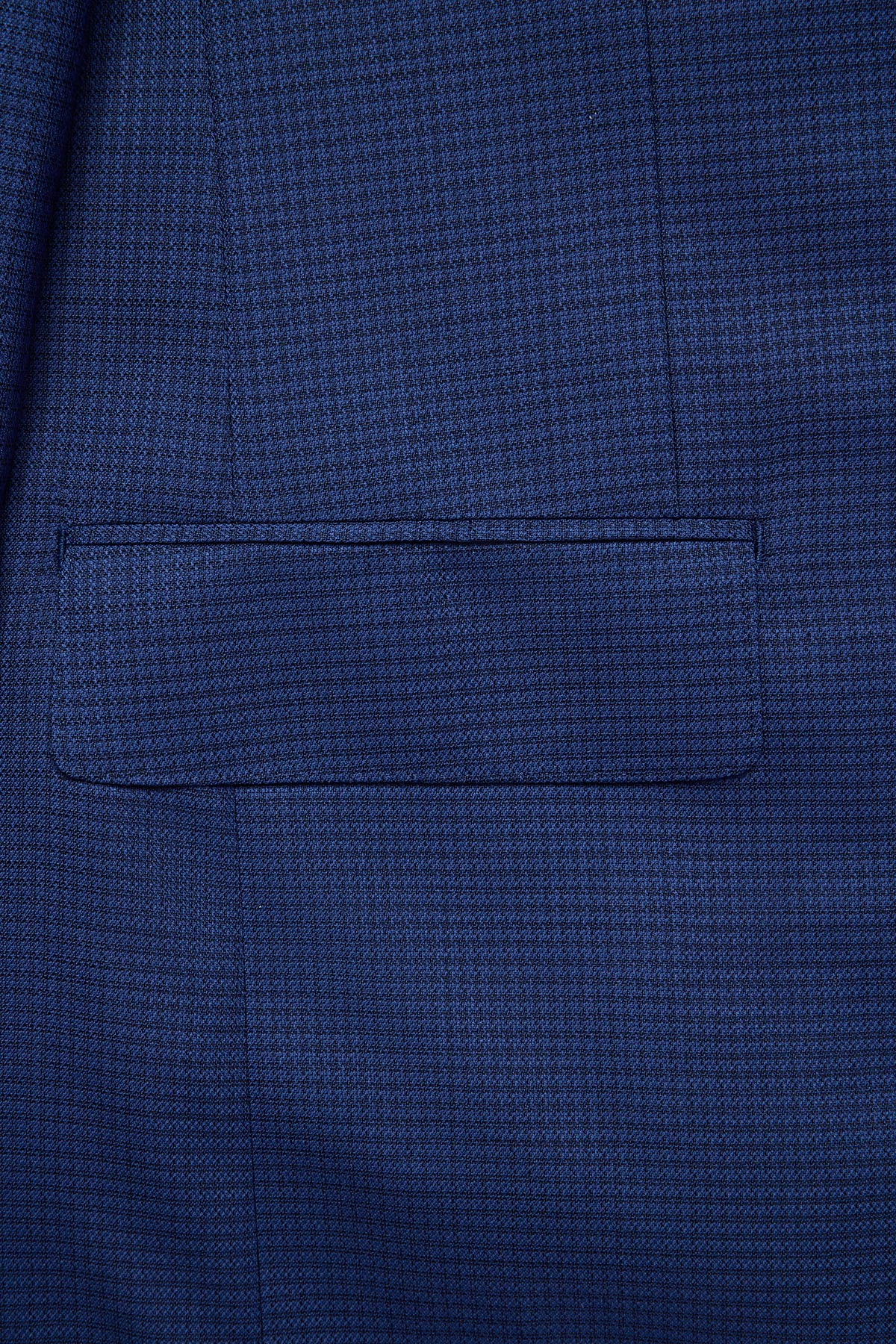 Stokes suit - Mid blue micro houndstooth, in pure wool, super 110's